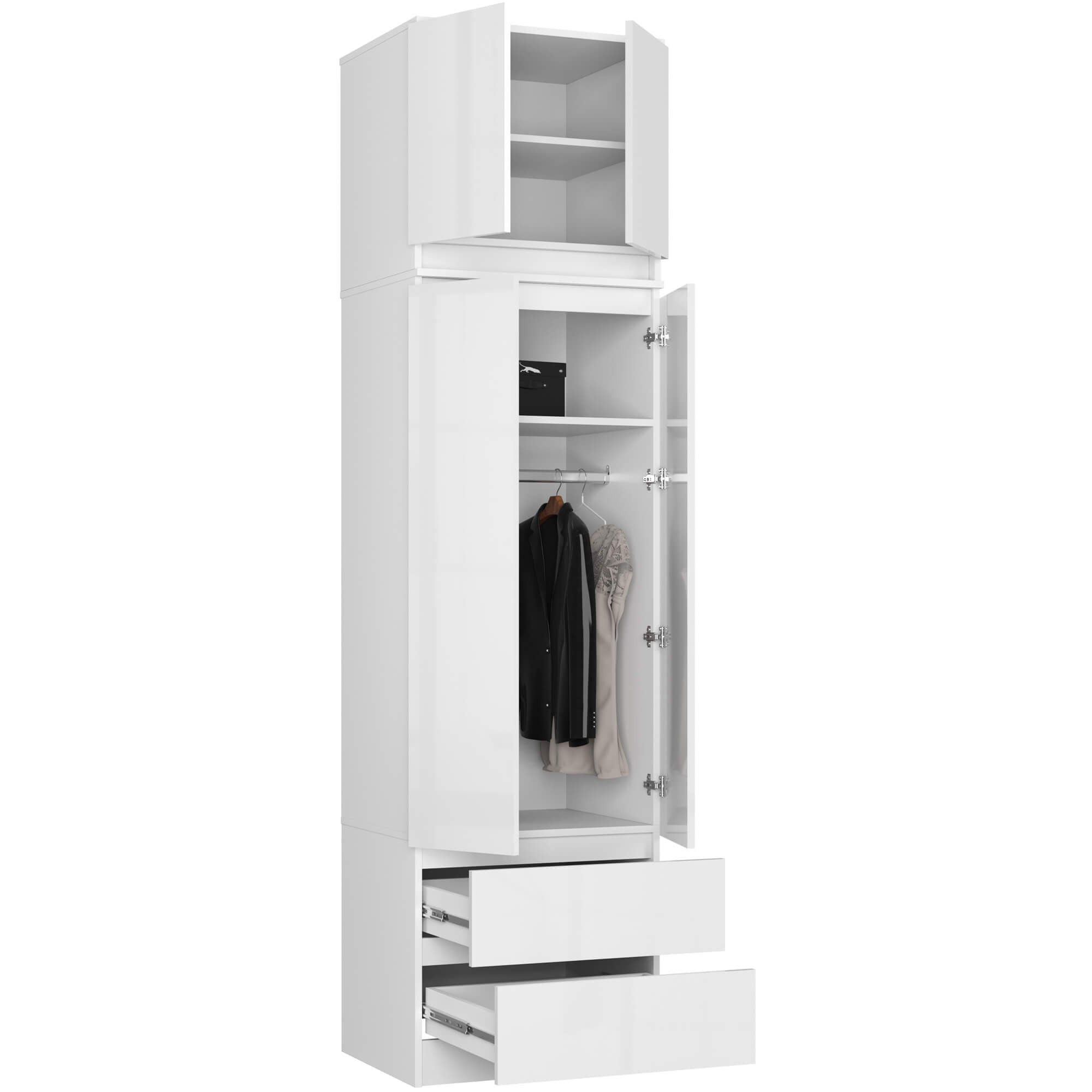 Raumhirsch Furniture Kleiderschrank mit 2Türen - Funktionaler Stauraum - Schlafzimmerschrank Kleiderschrank mit Soft-Close, Eiche-Dekor, 180x120x50 cm