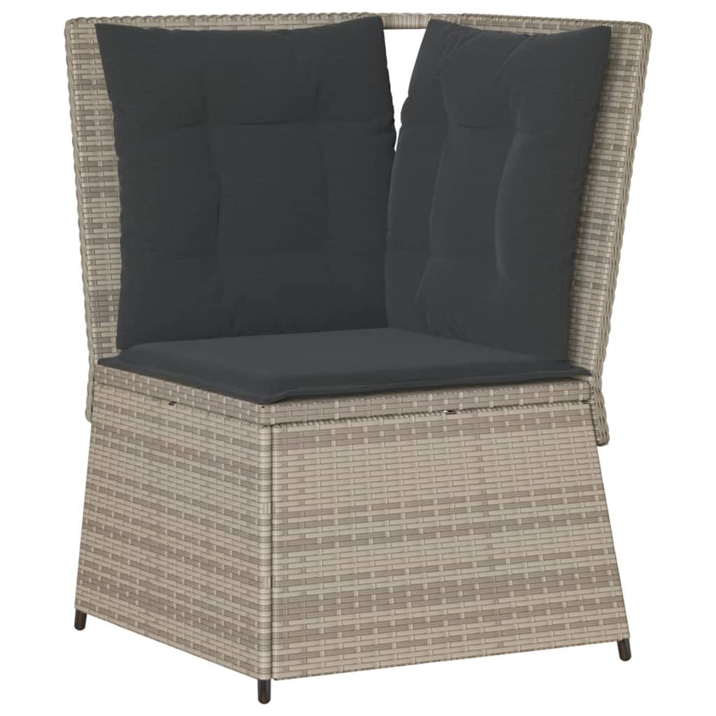 vidaXL Loungesofa Garten-Ecksofa mit Kissen Hellgrau Poly Rattan, 1 Teile