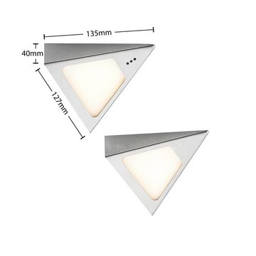 Prios Schrankleuchte Odia, dimmbar, LED-Leuchtmittel fest verbaut, warmweiß, Modern, Edelstahl, Kunststoff, Edelstahl, 2 flammig, inkl.