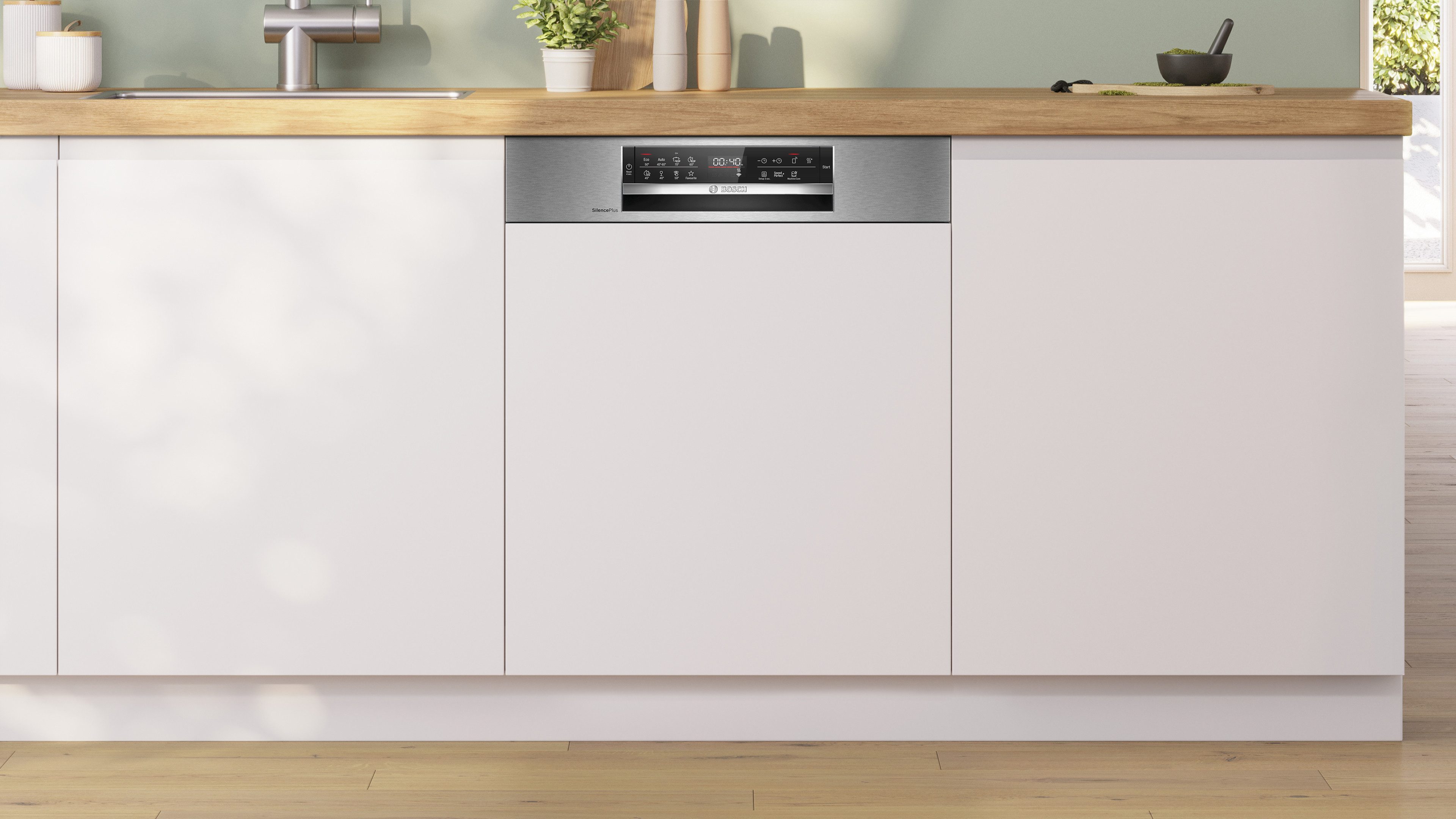 BOSCH teilintegrierbarer Geschirrspüler Serie 6 SMI6ECS12E, 14 Maßgedecke, Automatische Türöffnung für Effizienz, Rack Matic & flexible Körbe