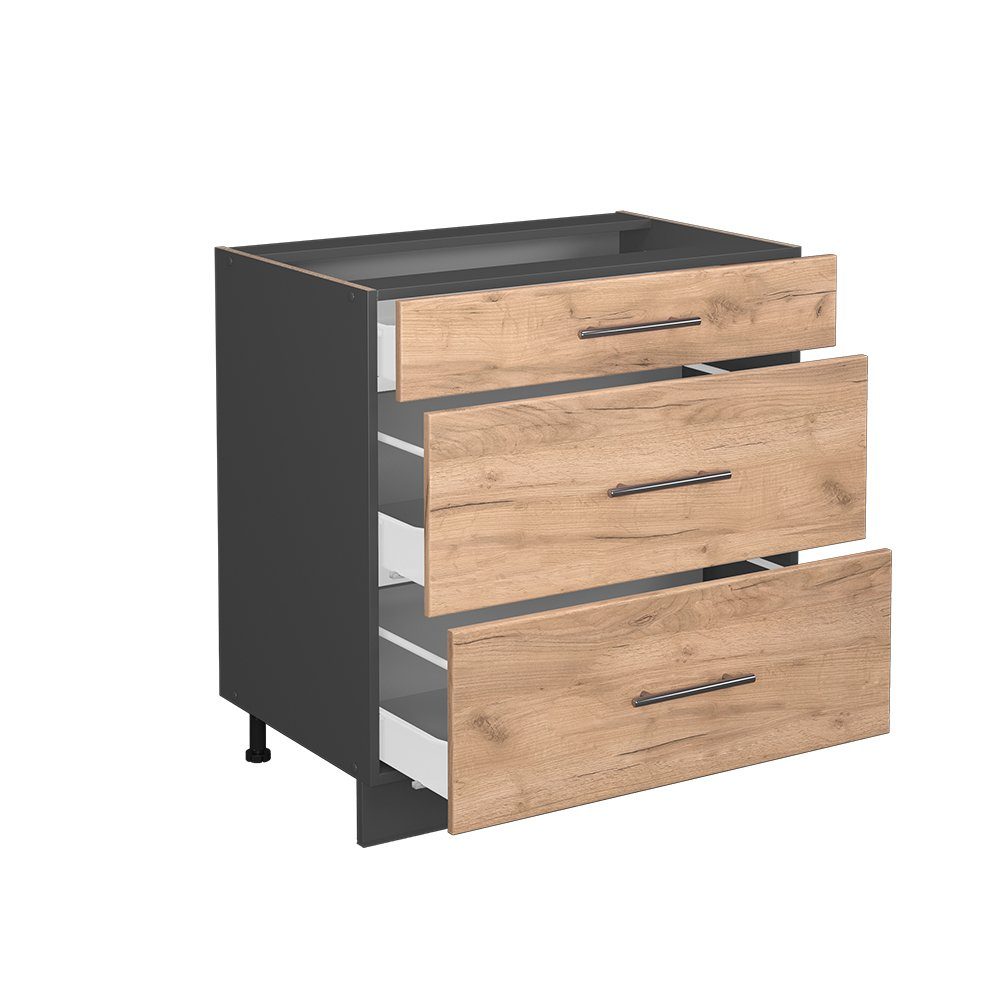 Vicco Unterschrank Fame-Line Goldkraft Eiche/Anthrazit, 80cm, ohne Arbeitsplatte (1-St) – Bild 5 von 5