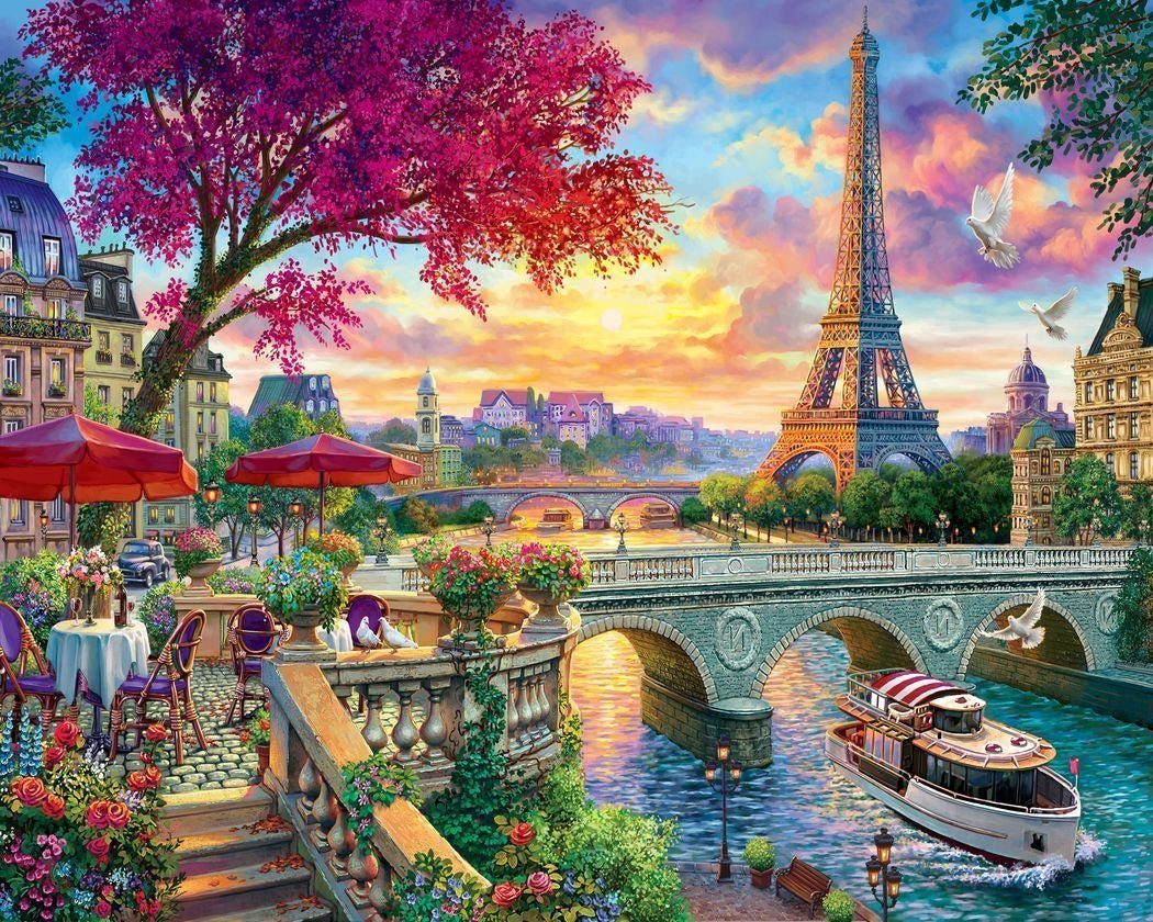 VBS Malvorlage Раскрась по номерам Abendessen an der Seine, 40 cm x 50 cm auf Keilrahmen
