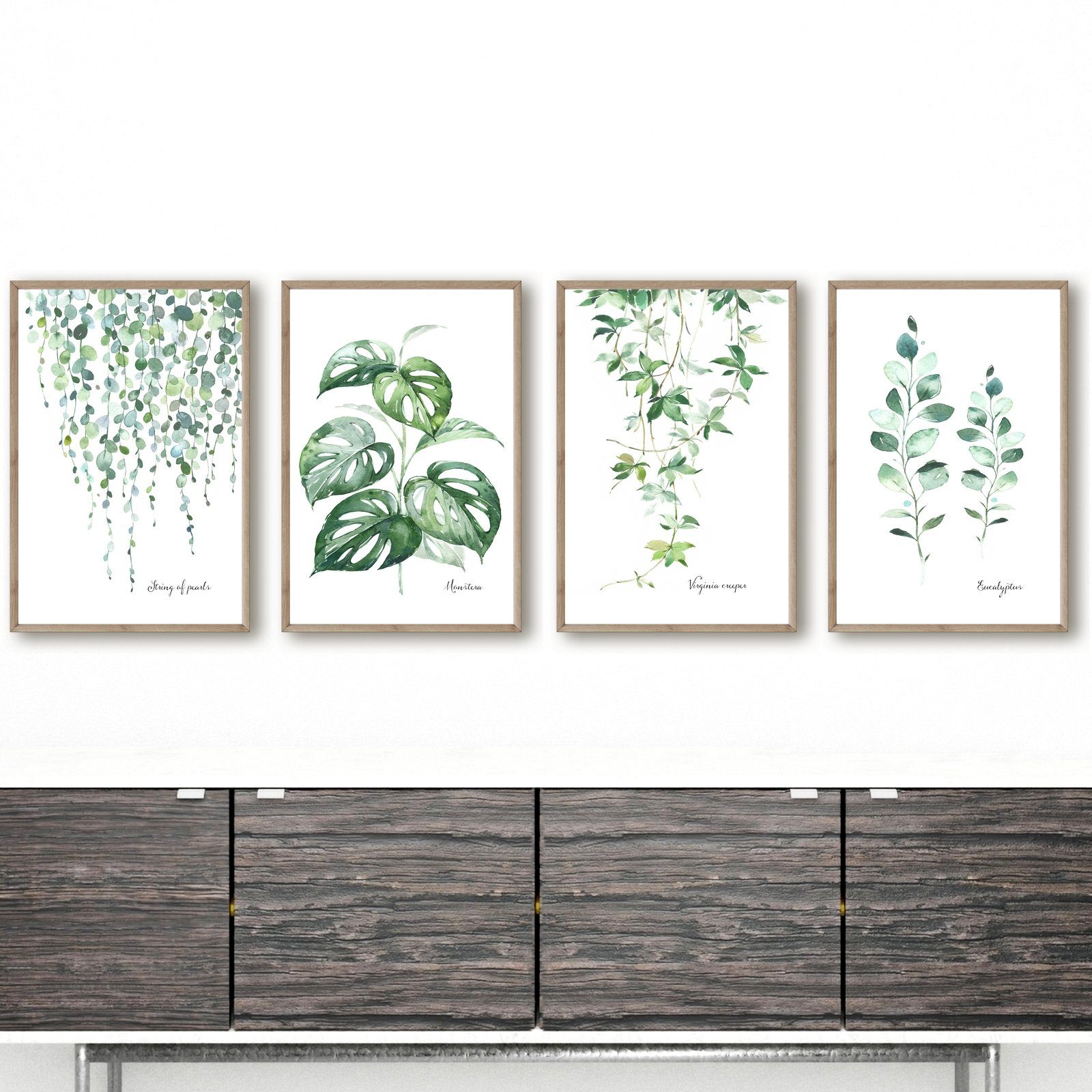 homestyle-accessoires Poster Bilderset GREENERYS MONSTERA 4er SET DIN A4 ODER DIN A3 Prints, - Ohne Bilderrahmen - sorgfältige & sichere Verpackung