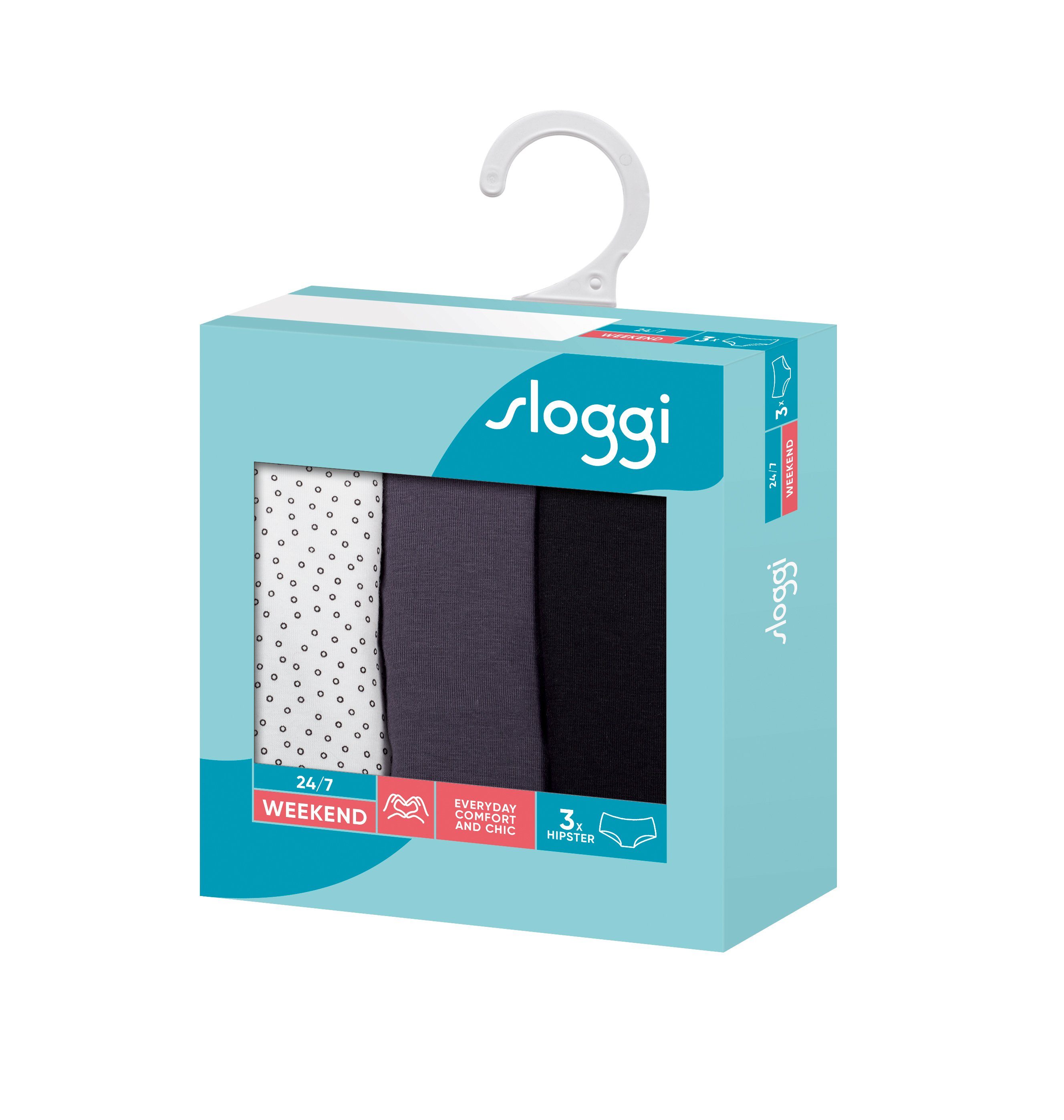 Sloggi Panty (Packung, mit weiß, zarter 3-St) Spitzeneinfassung grau schwarz