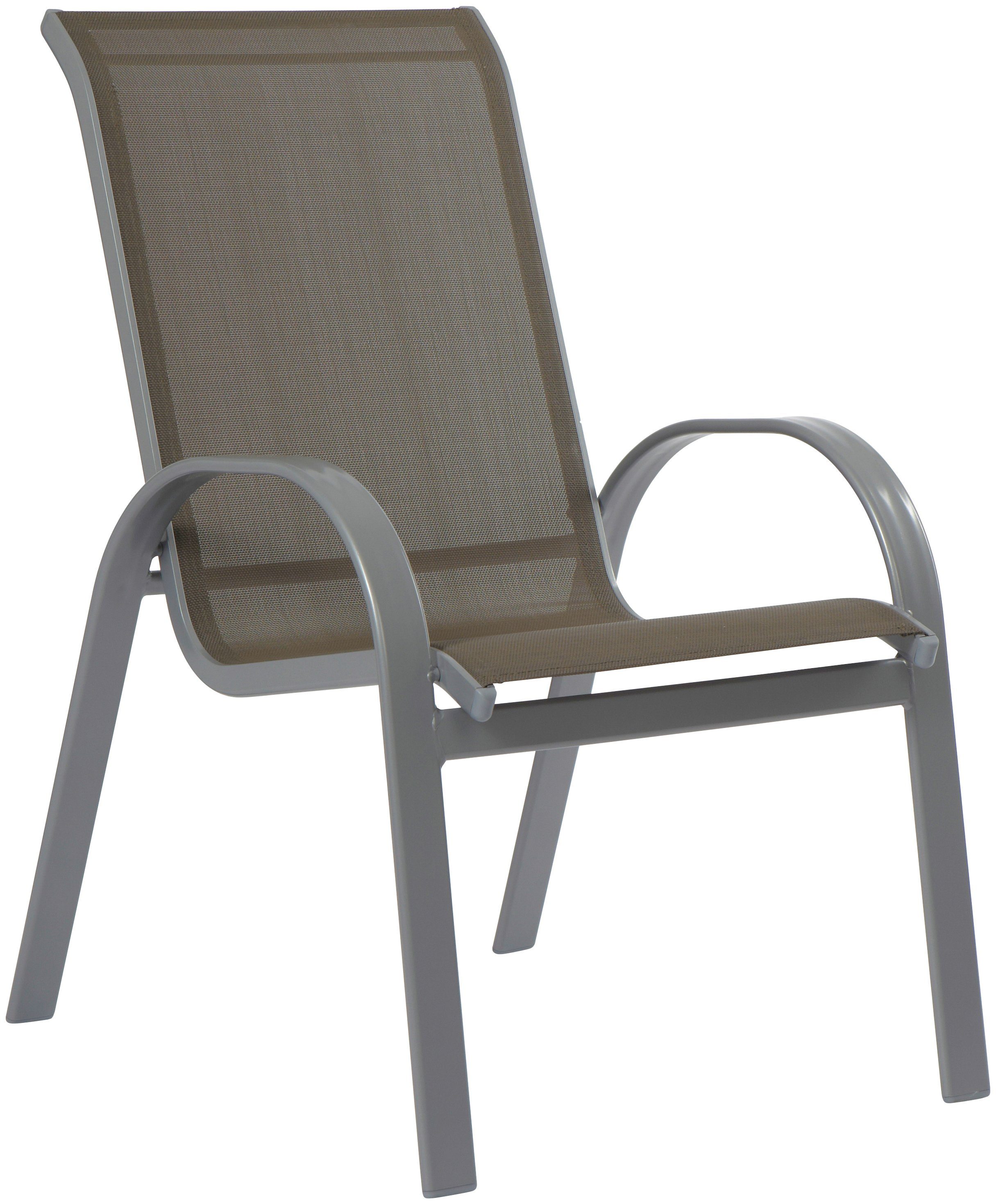 MERXX Garten-Essgruppe Amalfi, (7-tlg., 6x Stapelsessel, 1x Ausziehtisch 140(200)x90 cm), pulverbeschichtetes Aluminium, aus 100% Polyester, für 6 Personen