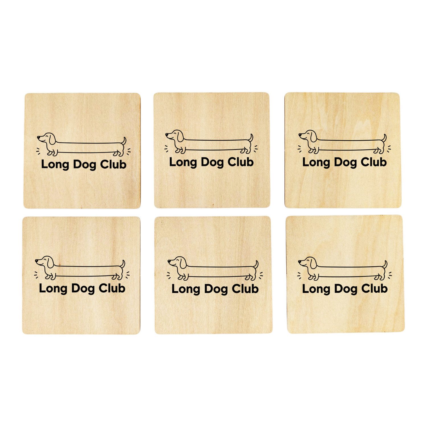 speecheese Glasuntersetzer 6er Set Untersetzer Holz Long Dog Club Spruch Dackel Mit Spruch: für