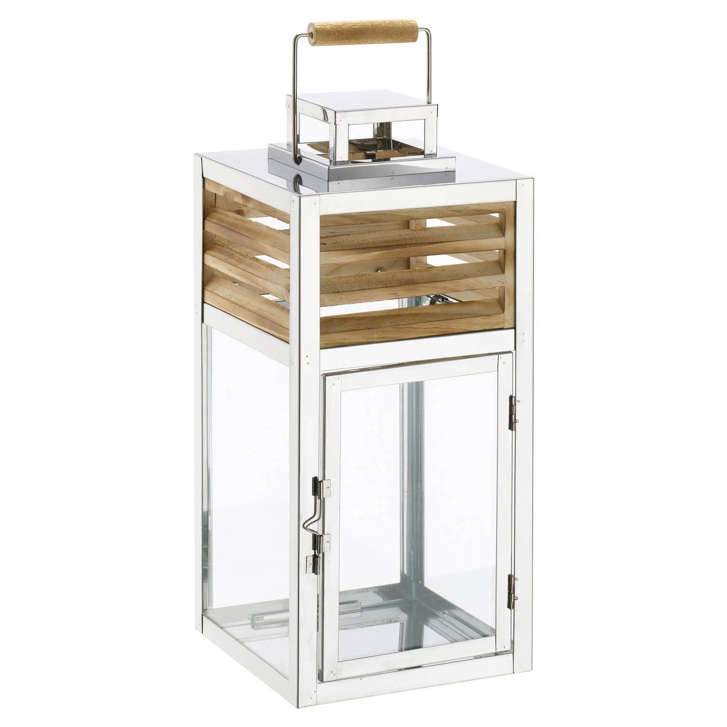 casa NOVA Kerzenlaterne ALINA, Edelstahl, Holz, Glas, B 17 cm, H 40 cm, (1 St), mit Tür