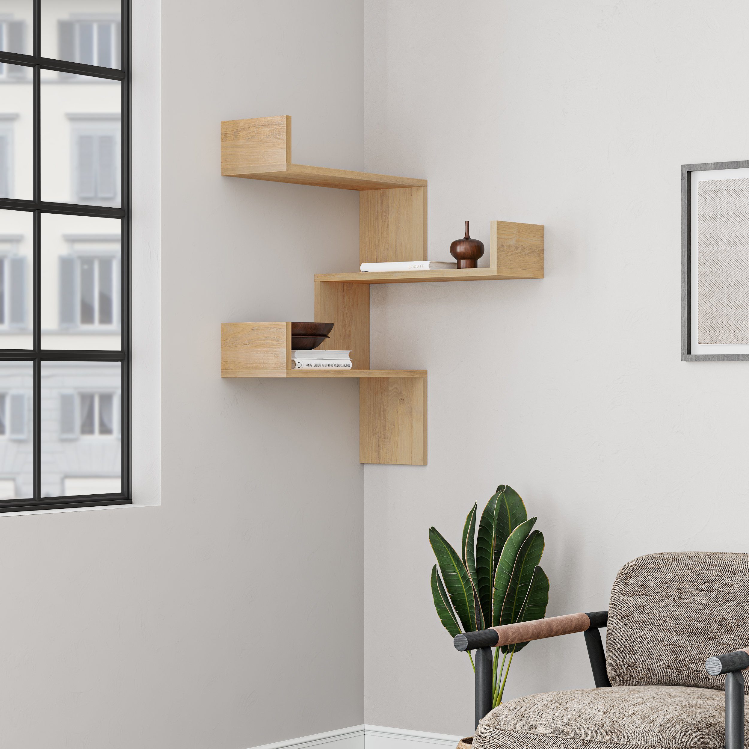 Decortie Bücherregal Luksa, Modernes Bücherregal,Eckwandregal,Vitrine, 60 x günstig online kaufen