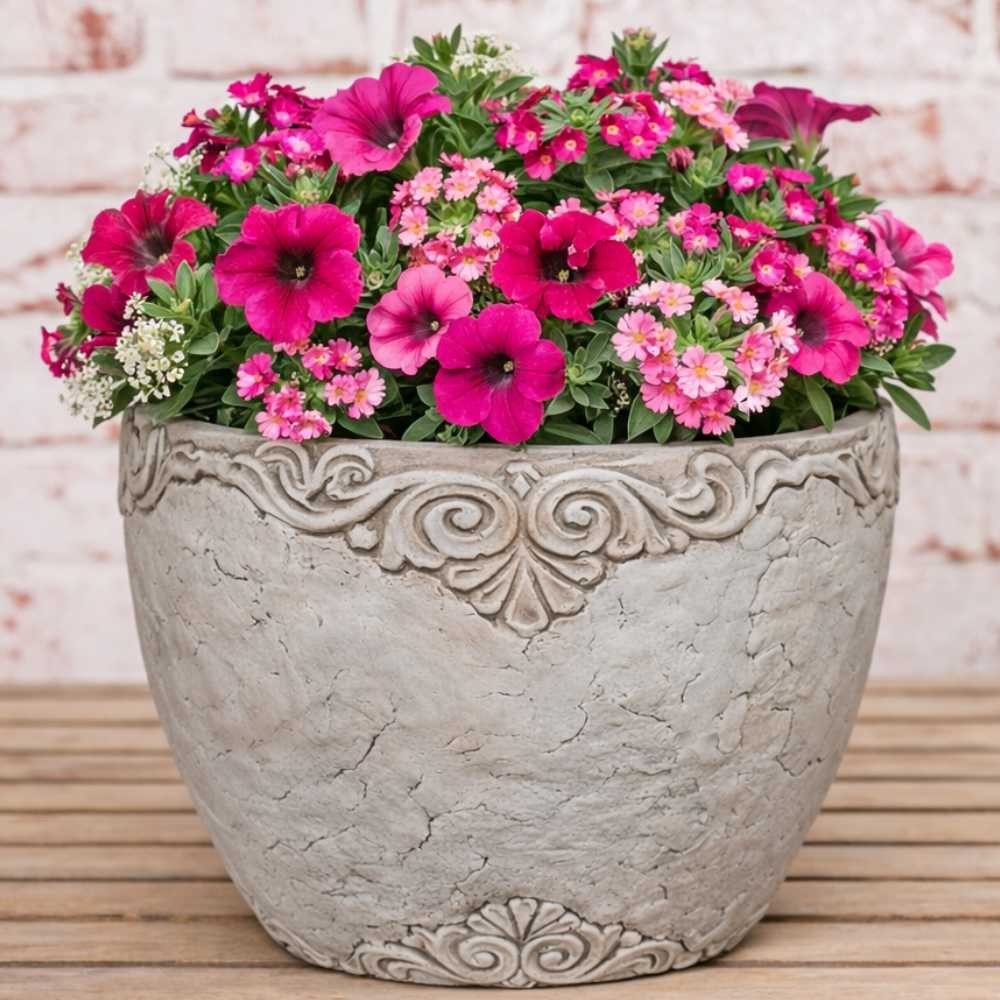 AltoBelli Blumentopf AltoBelli Blumentopf ADELINA Zement Antik Grau Patina 18x17 cm