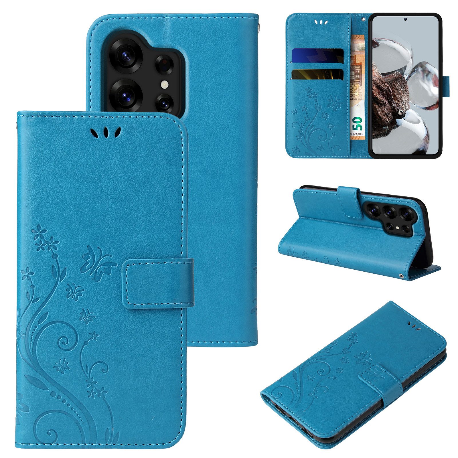 Tec-Expert Handyhülle Cover Tasche Hülle für Samsung Galaxy S26 Ultra, Klapphülle Case mit Kartenfach Fliphülle aufstellbar, Motiv Blumen
