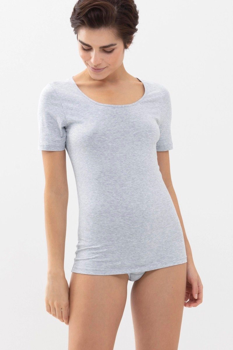 Mey Kurzarmshirt Shirt kurzarm Serie Cotton Pure Light Grey melange | T-Shirts