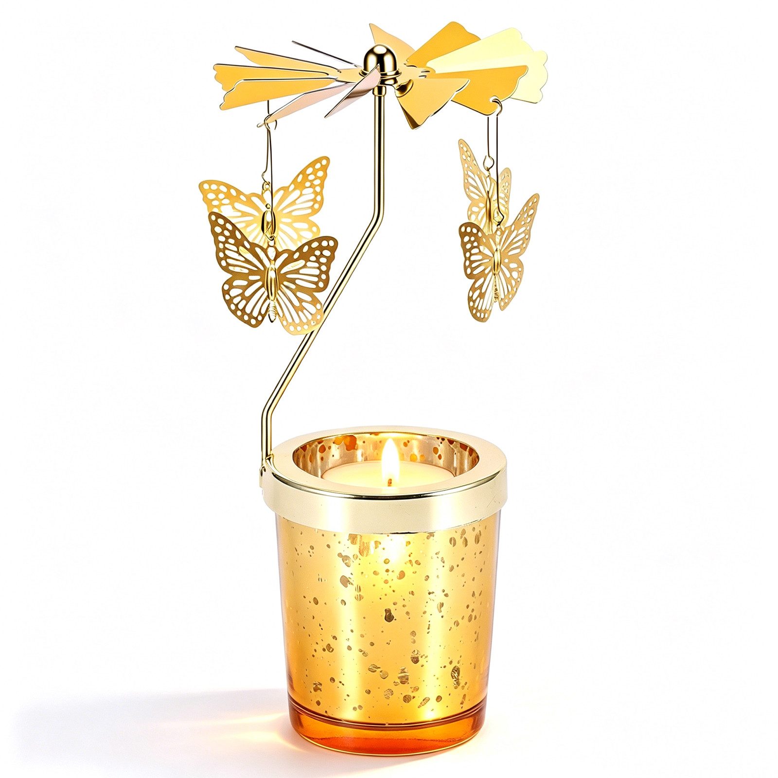 BlingBin Kerzenständer Drehbarer Kerzenhalter Schmetterling/Schneeflocke Design (1 Stück, 1 St., 4,7 x 6,7 cm), Goldener Kerzenhalter, Geschenk für Zuhause,Party,Weihnachten,Hochzeit