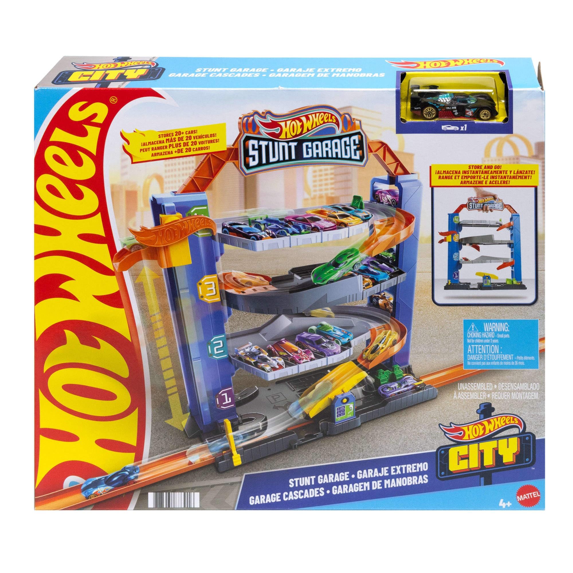 Hot Wheels Modellauto City Stunt-Garage Parkhaus, Hot Wheels Spielset