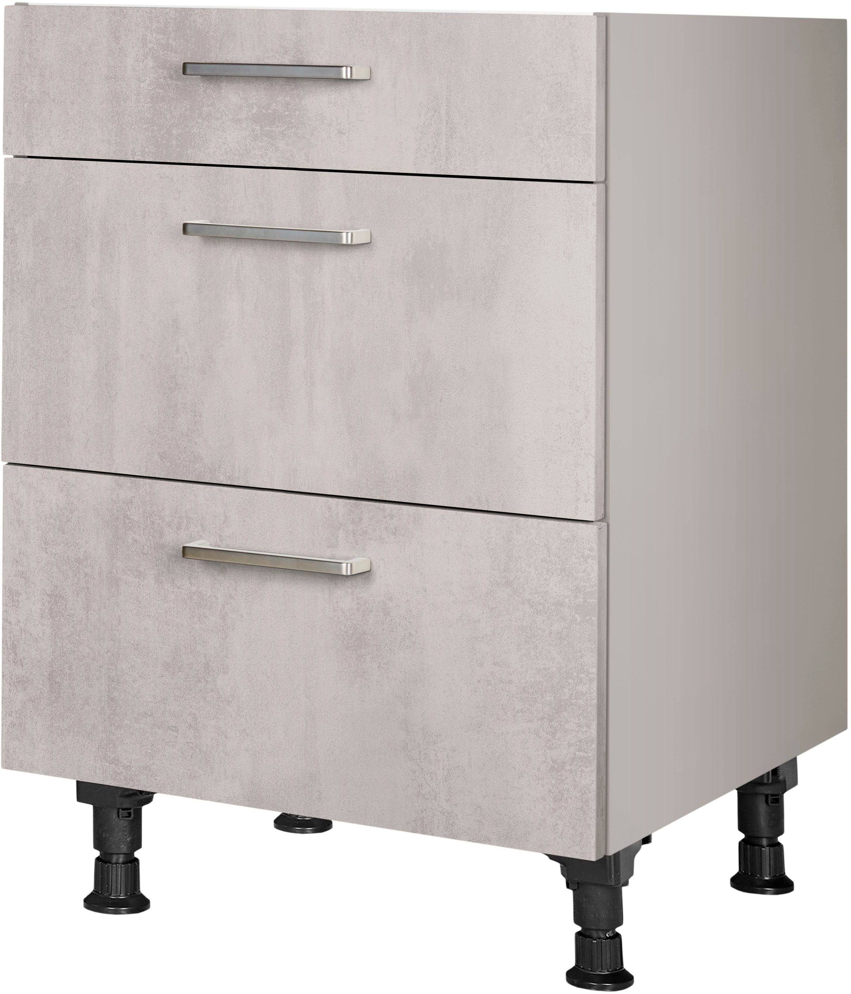 nobilia® Unterschrank "Riva", vormontiert, mit höhenverstellbaren Sockelfüßen, in den Breiten 30, 45, 60 und 90 cm, mit Schubkasten und Auszügen
