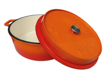 Grillfürst Bratentopf Grillfürst emaillierter Dutch Oven ohne Füsse DO12 - orange