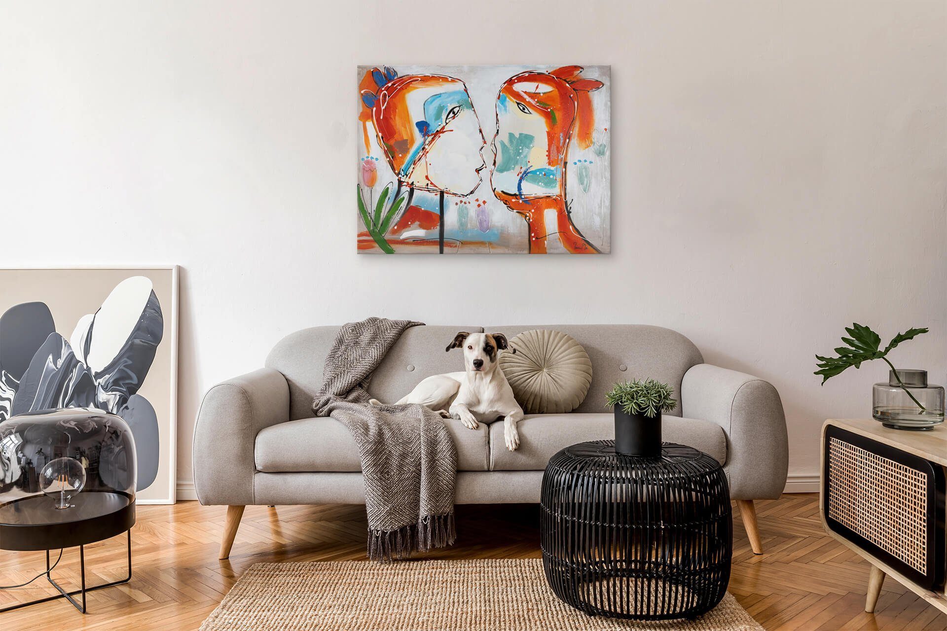 Ein Leinwandbild Wohnzimmer Bund Leben cm, Wandbild HANDGEMALT KUNSTLOFT 100% 100x75 fürs Gemälde