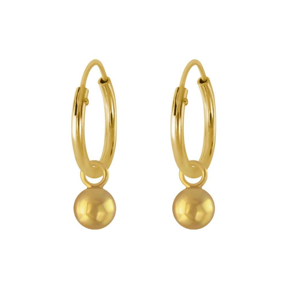 Creolen-Set Creolen mit Kugel-Charm aus 925 Silber Damen gold