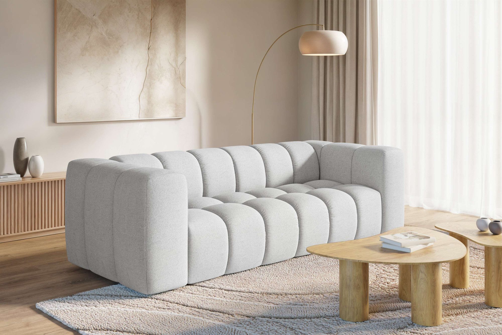 homsy by Ana Johnson Big-Sofa »L« BOUBELLE Design-Sofa mit Steppung, Bubble-Optik, Breite 246 cm, 4-Sitzer mit Wellenunterfederung, L Sitztiefe 63 cm