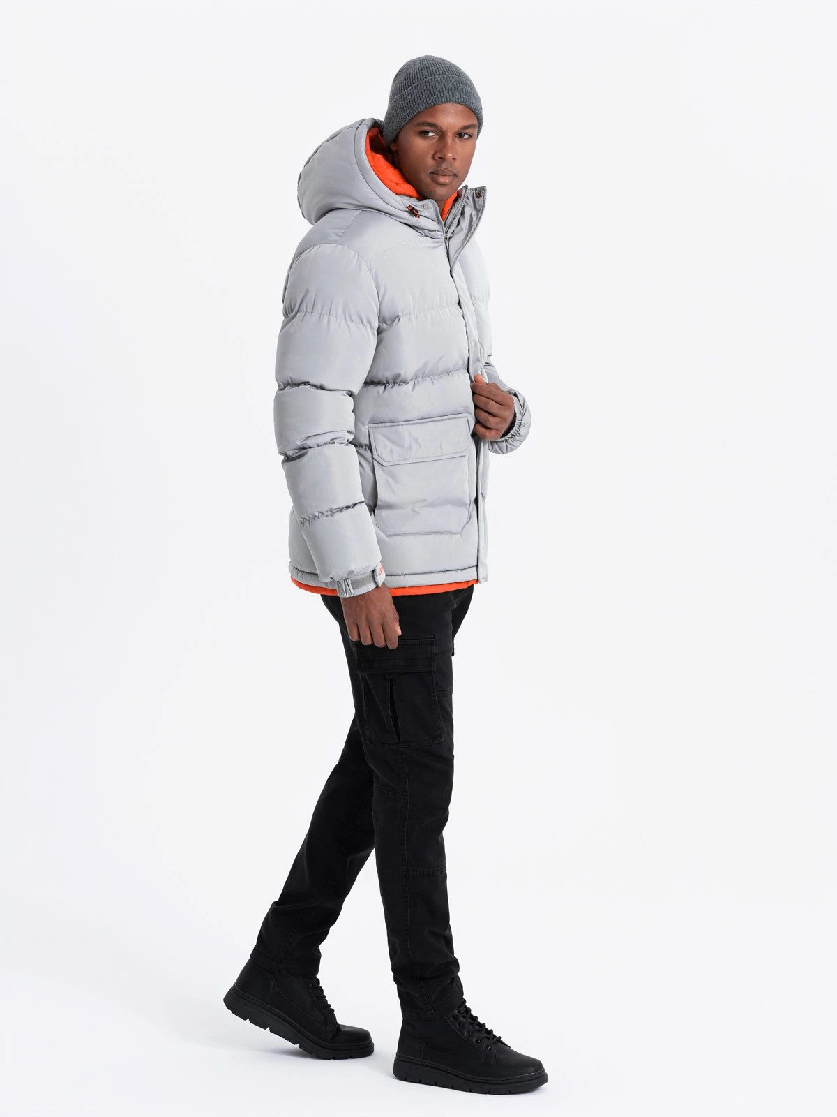 Winterjacke Sportliche, warme Herrenjacke mit doppelter Kapuze
