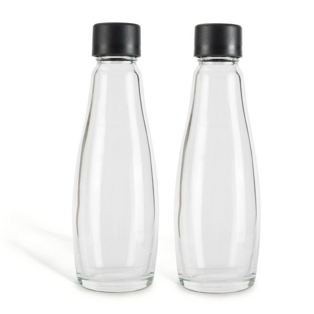 Zoomyo Wassersprudler Flasche Ersatz Glasflaschen für Wassersprudler, schickes Glaskaraffendesign, (set, 2 x Glasflasche), ca. 0,6Liter Volumen,1, 2 oder 3 Sprudler-Flaschen im Set, stabil