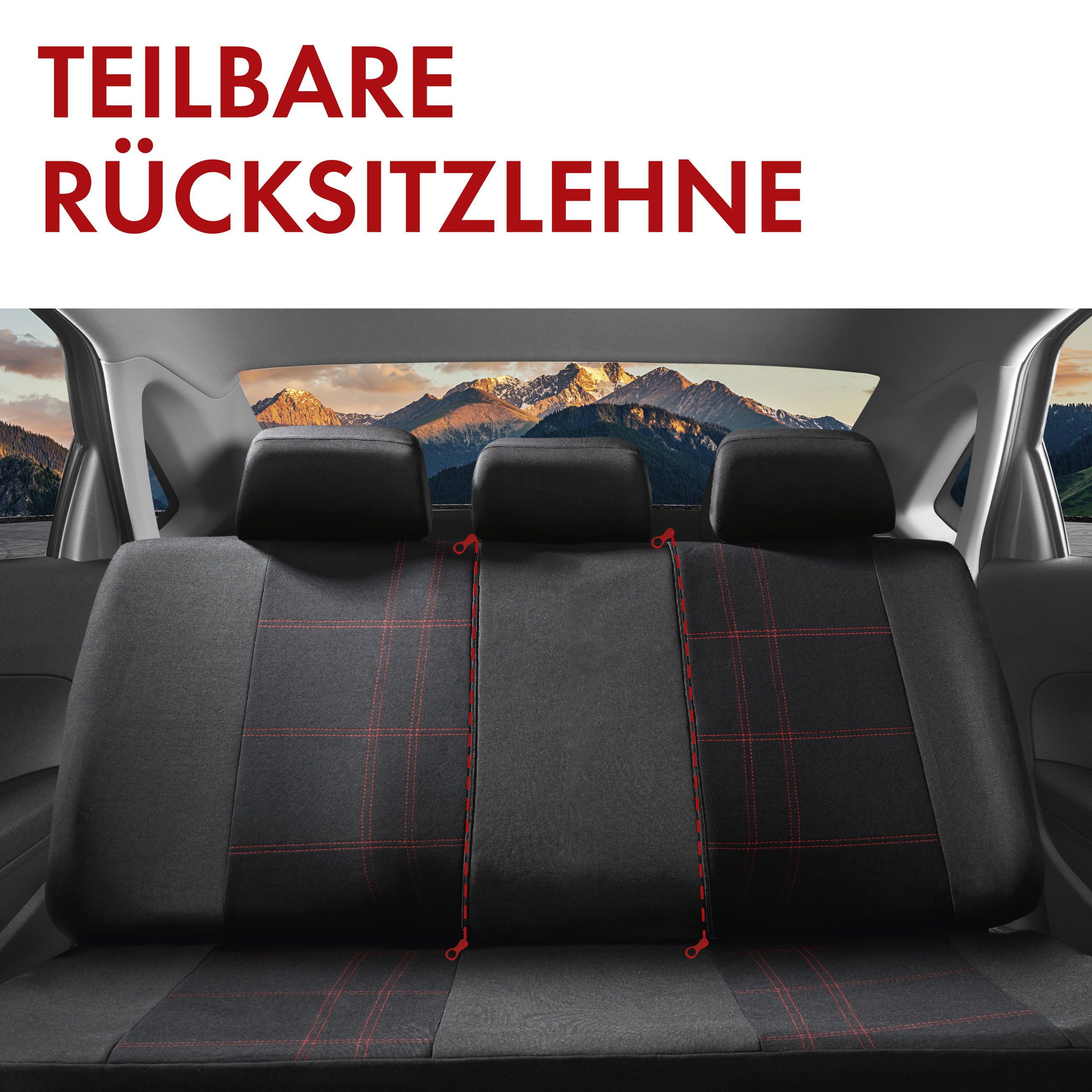 CarComfort Autositzbezug Autositzbezug Nashville schwarz, 2 Vordersitzbezüge 2tlg, 1 Rücksitzbezug 5tlg, 5 Kopfstützenbezüge, 14-tlg. – Bild 4 von 5