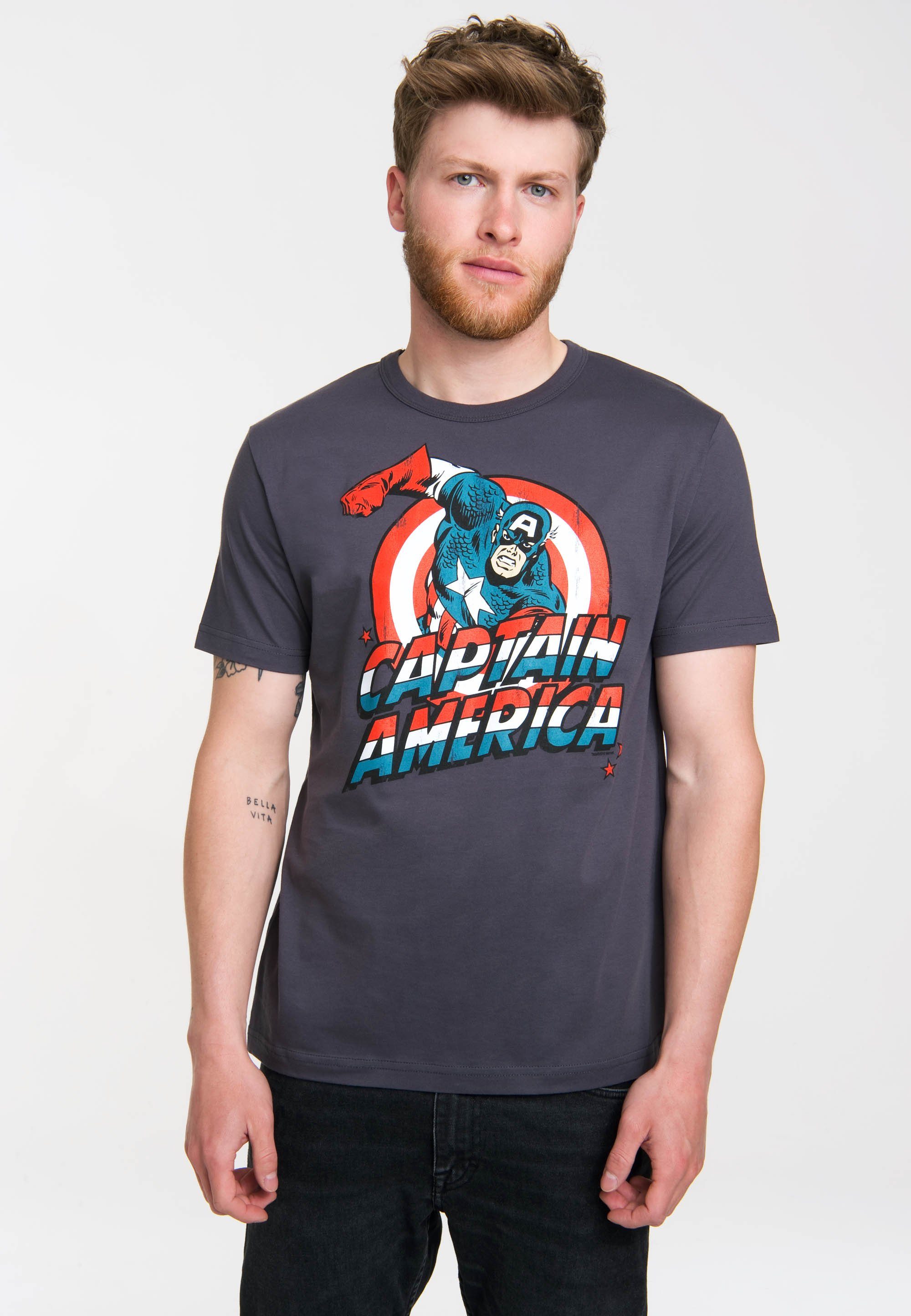 LOGOSHIRT T-Shirt Captain America mit Frontdruck tollem