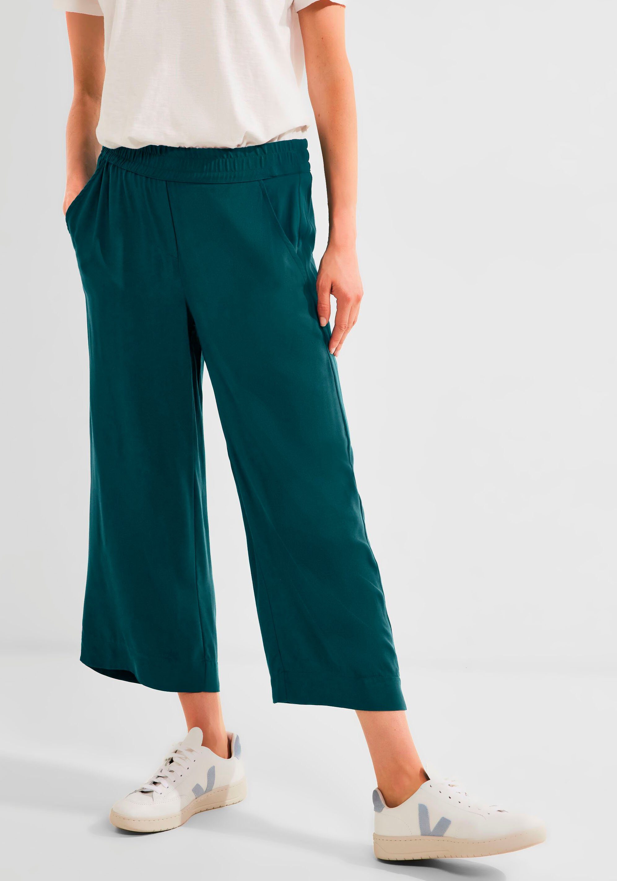 Cecil Culotte Style NOS Neele mit dezentem Metalllabel an der Paspeltasche deep green | Weite Hosen