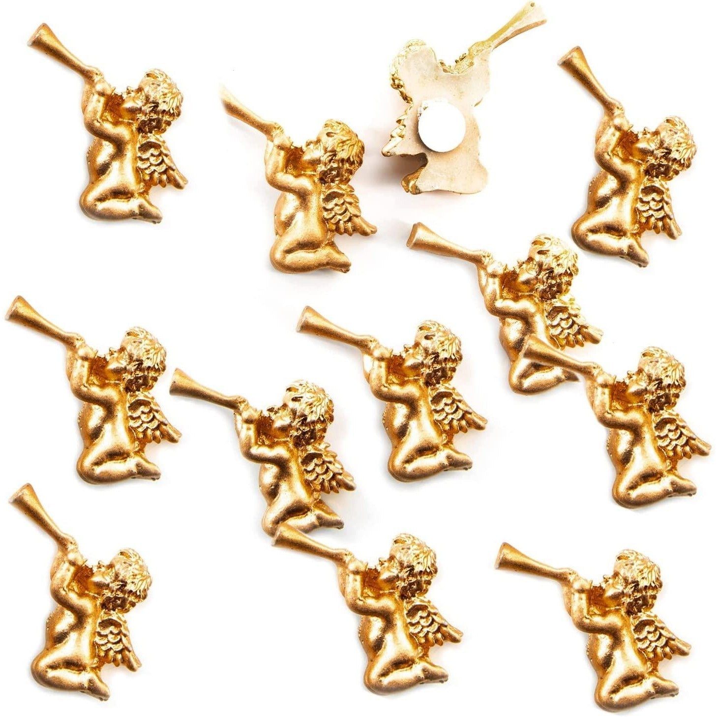 Logbuch-Verlag Dekofigur 12 Mini Engel zum Streuen - 2,5 cm goldfarben aus Kunststein