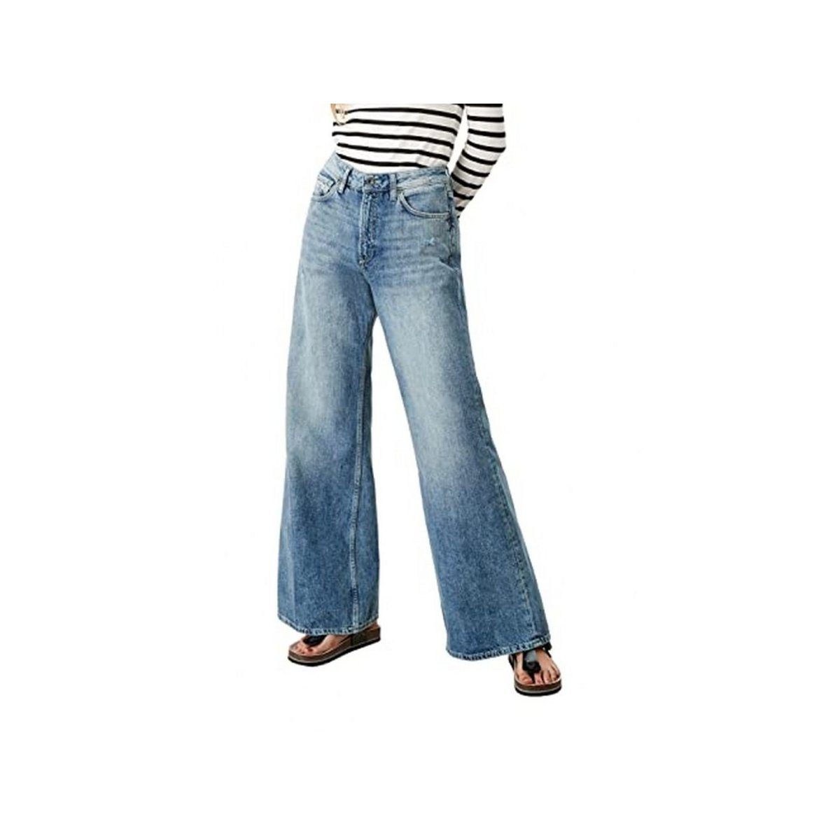 blau 5-Pocket-Jeans QS (1-tlg)