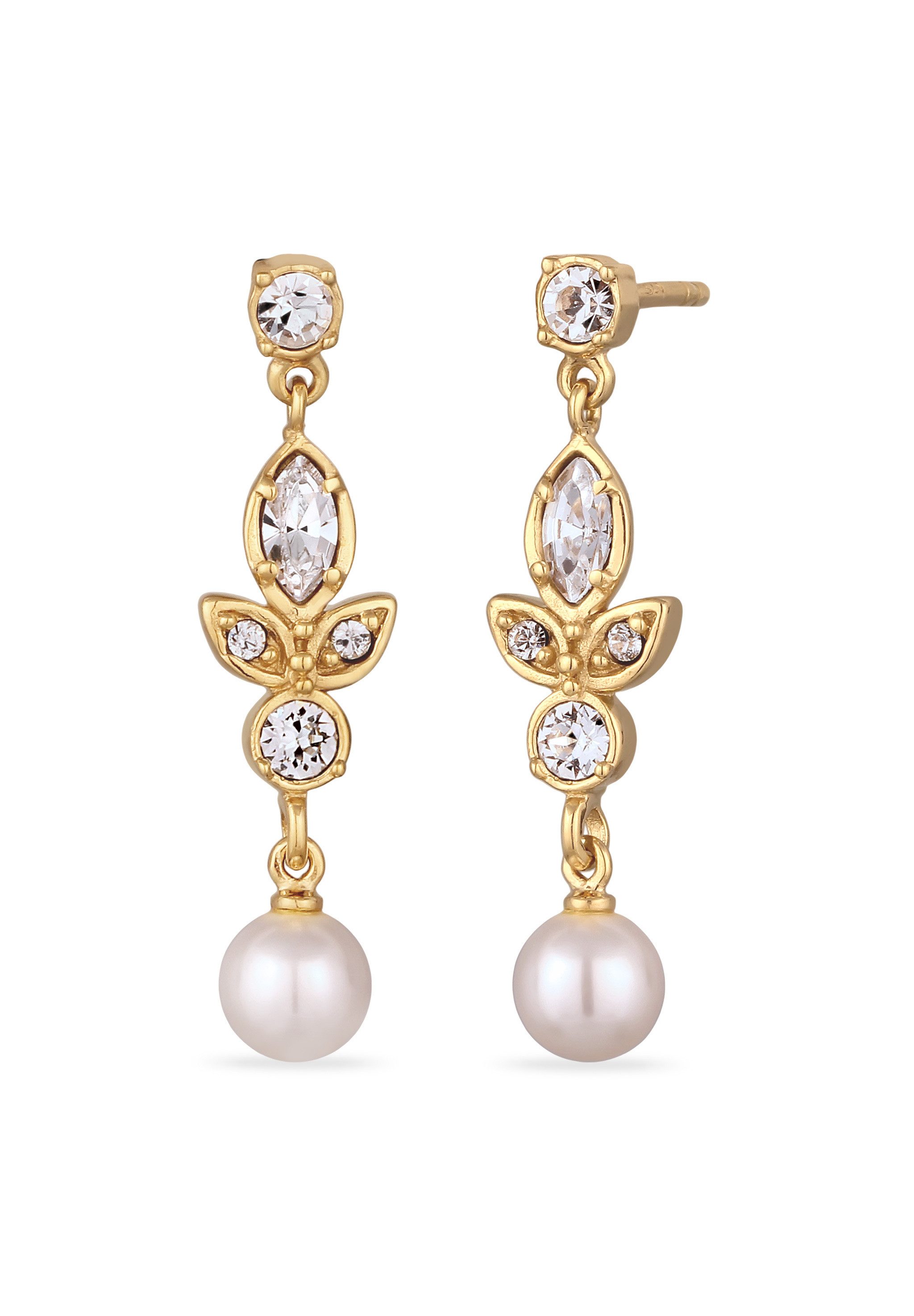 Perlenohrringe Ohrstecker mit Perlen von Swarovski® Weiß 925 Sterling Silber