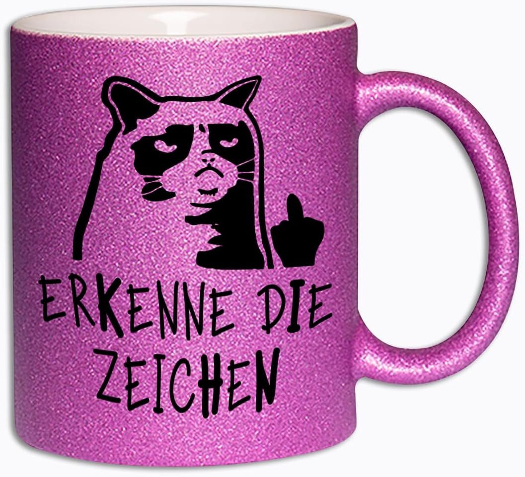 Hustling Sharks Tasse Hustling Sharks® Farbige glitzer-Tassen - Erkenne die Zeichen!, 330 ml