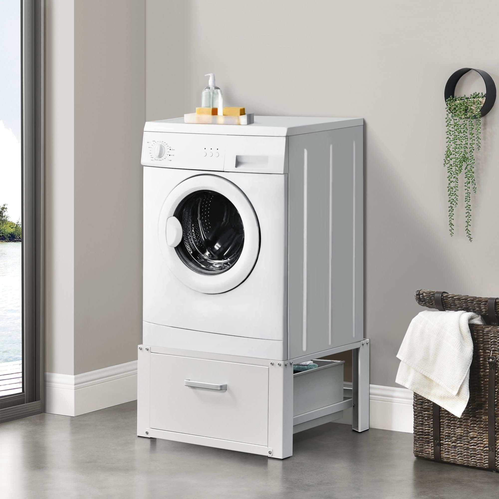 Waschmaschinen-Untergestell Podest Unterschrank Waschmaschinensockel bis 300kg 