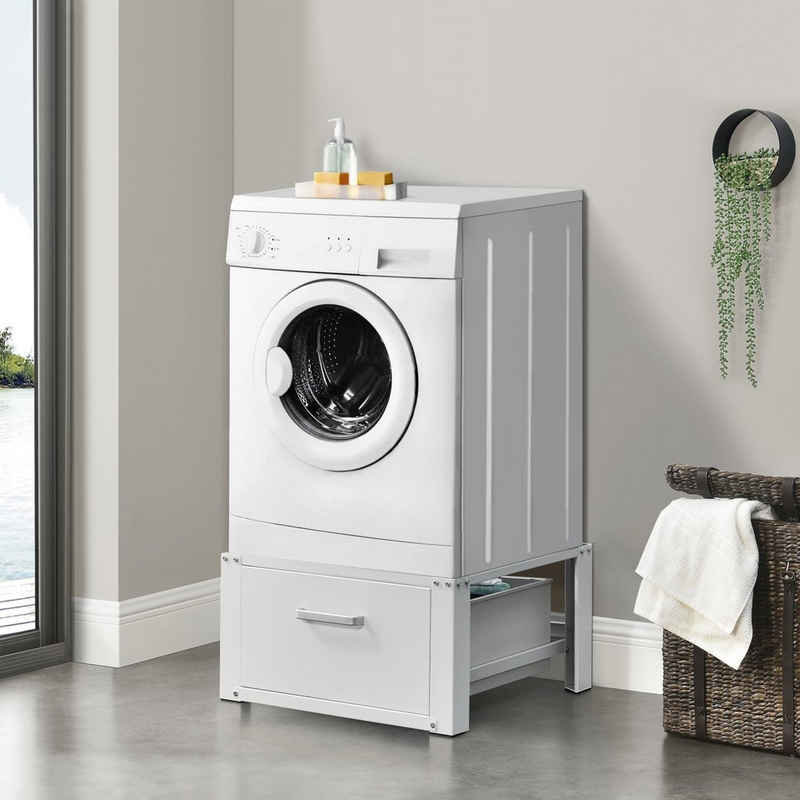 en.casa Unterschrank »Comfrotixx« Waschmaschinen-Untergestell Trockner Sockel mit Schublade Weiß