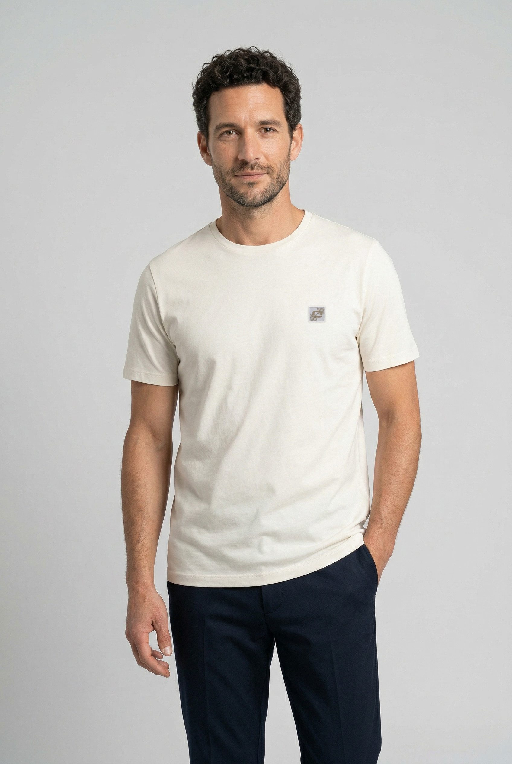 OLYMP T-Shirt OLYMP Wirk Casual mit Logo-Patch