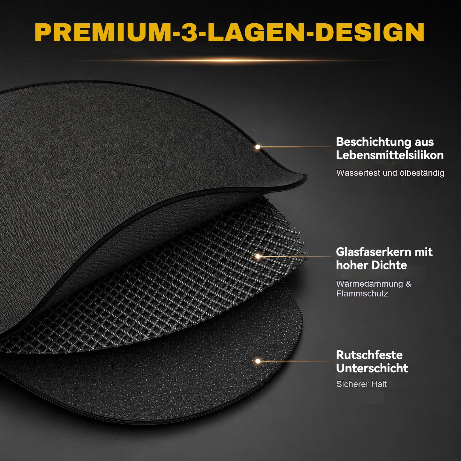 BlingBin Bodenschutzmatte Feuerfeste Unterlage Rund 120cm/48Zoll, Feuerschutzmatte Feuerschale, 1er Set, 1-St., Produktgröße: 120 x 120 cm, Material: Feuerfeste – Bild 4 von 5