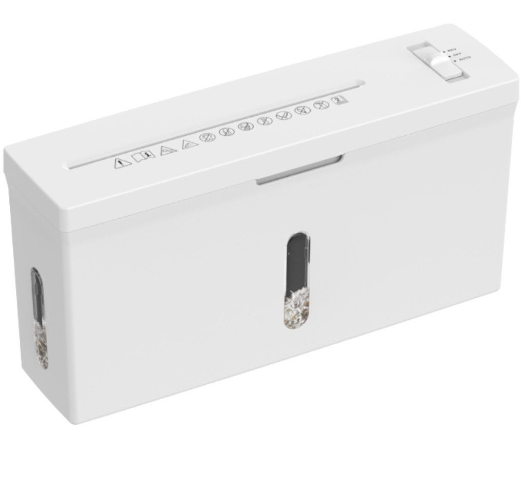Rolipo Aktenvernichter P-5 Hochsicherheits-Papierschredder, 4-Blatt Kapazität, 1,05Liter, Anti-Stau-System, Kompakt, Leiser Betrieb, Büro/Privat/Studenten