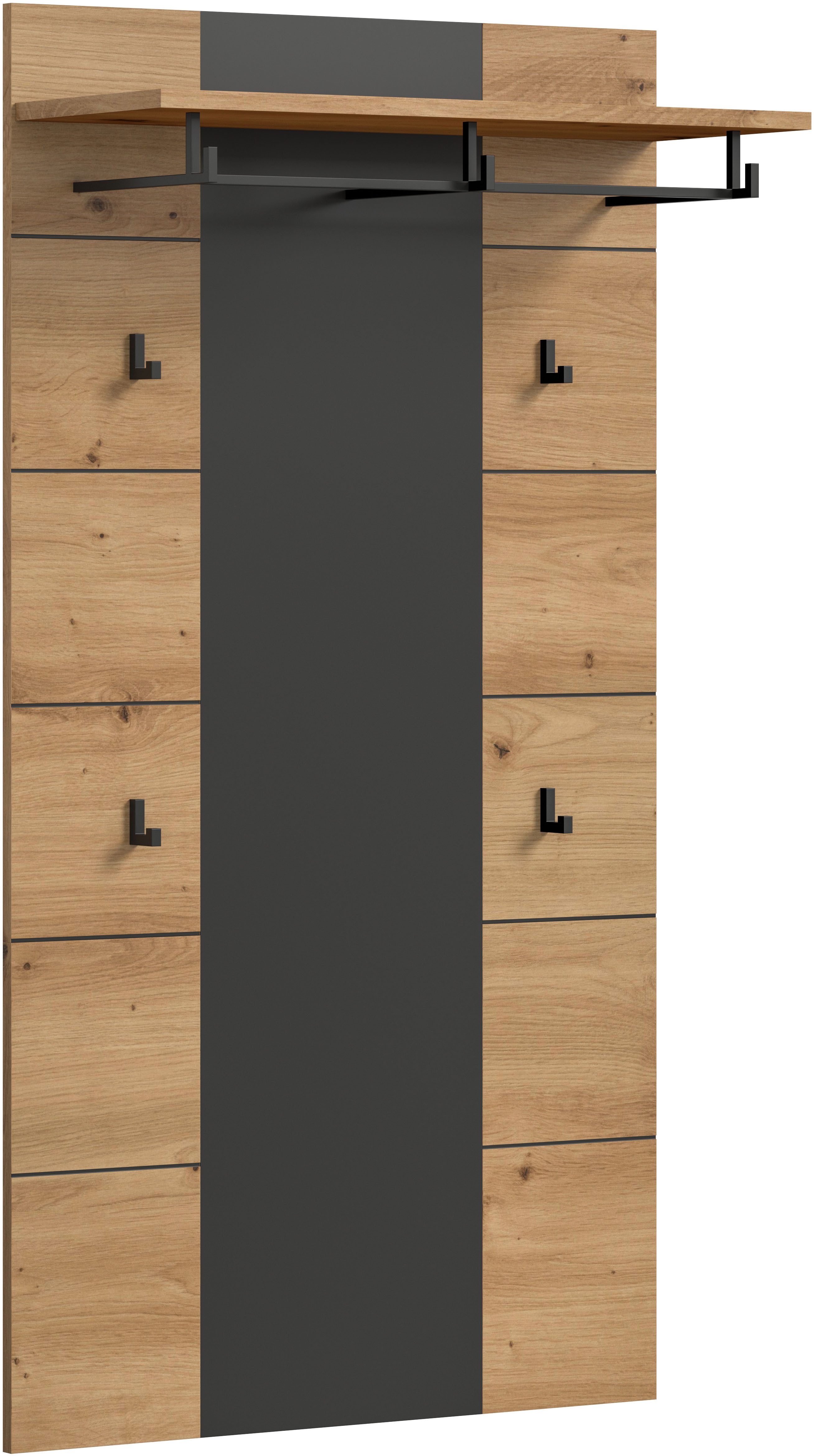 Home affaire Garderobenpaneel REHAT, TOPSELLER!, Höhe 145 cm, Hutablage, 4 Haken, Garderobenstange (1 St., in verschiedenen Farben erhältlich), Paneel, Wandboard, Garderobe, Garderobenleiste, Garderobenboard