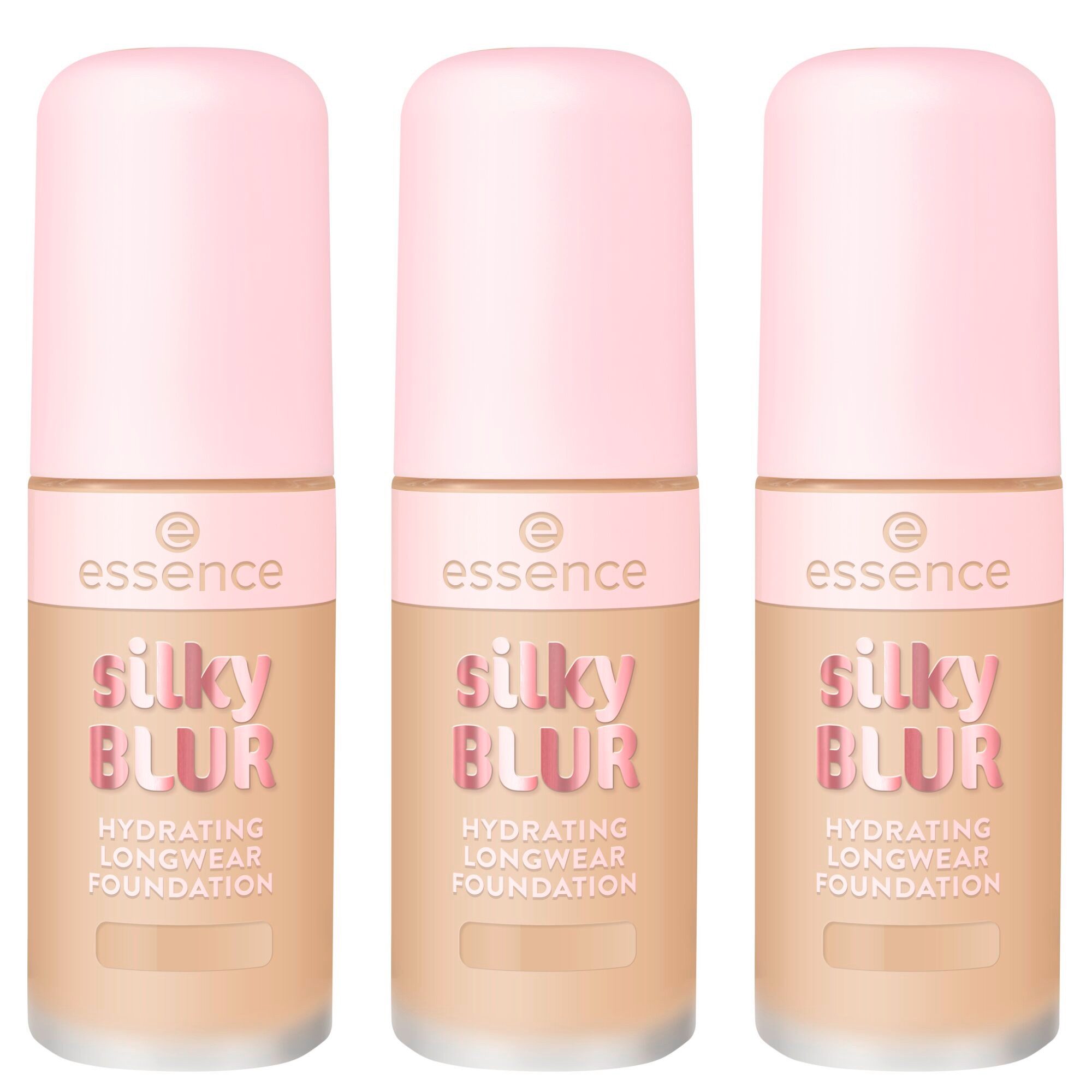 Essence Foundation SILKY BLUR HYDRATING LONGWEAR FOUNDATION, 3-tlg.