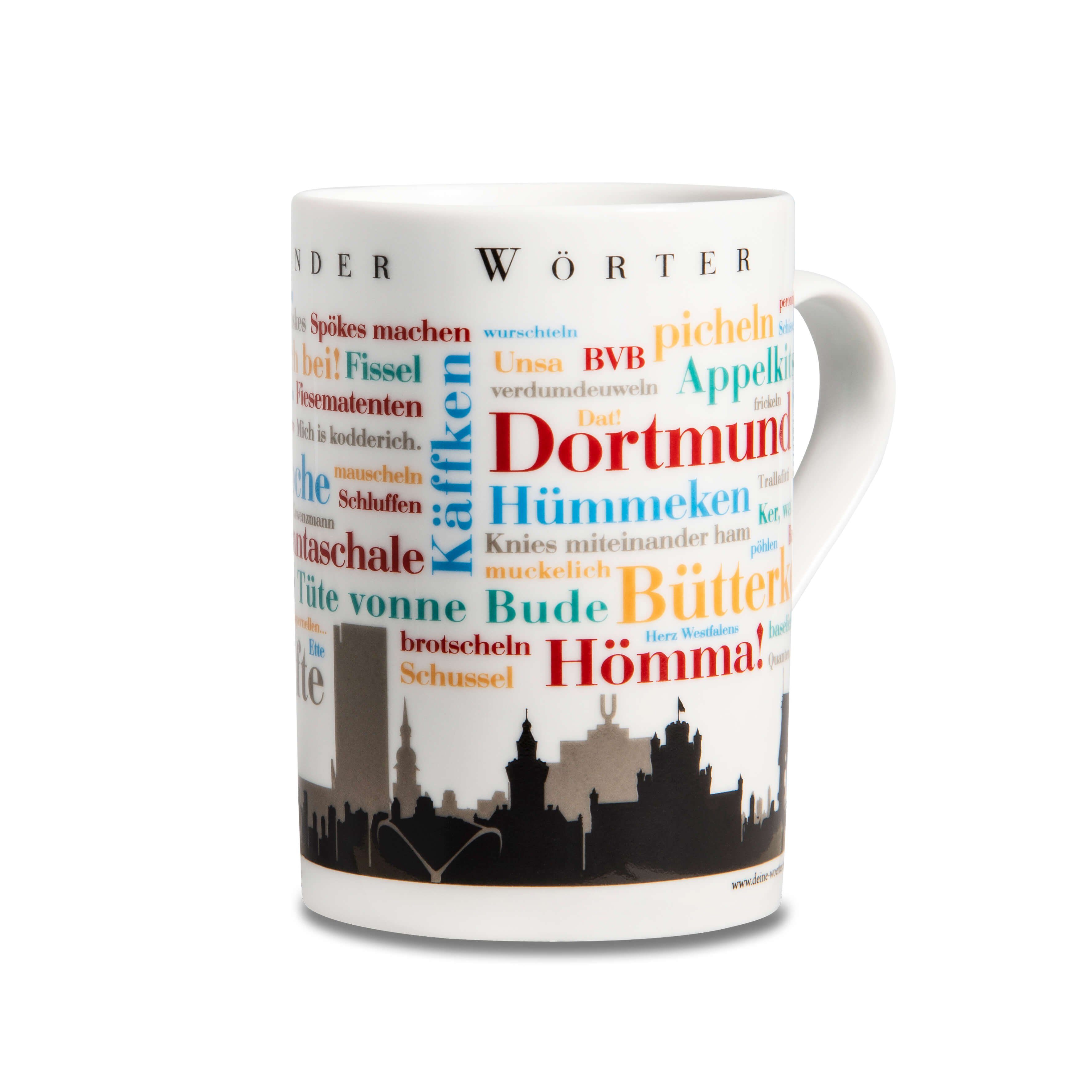 Porzellan Kaffeebecher Wörter, Wörter Dortmunder Deine Tasse