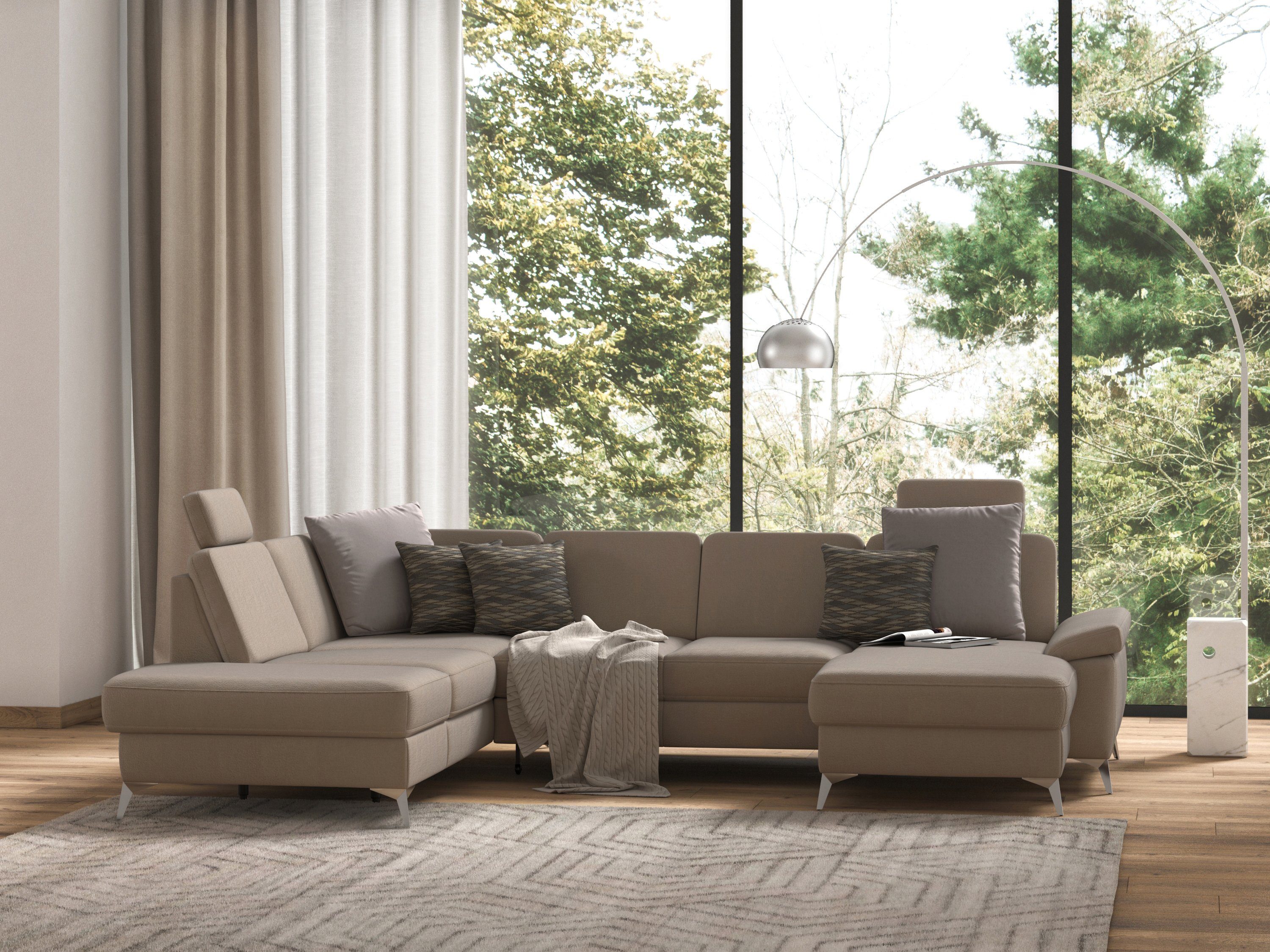 sit&more Wohnlandschaft Padua U-Form, inklusive Sitztiefenverstellung, Armteilfunktion und Federkern