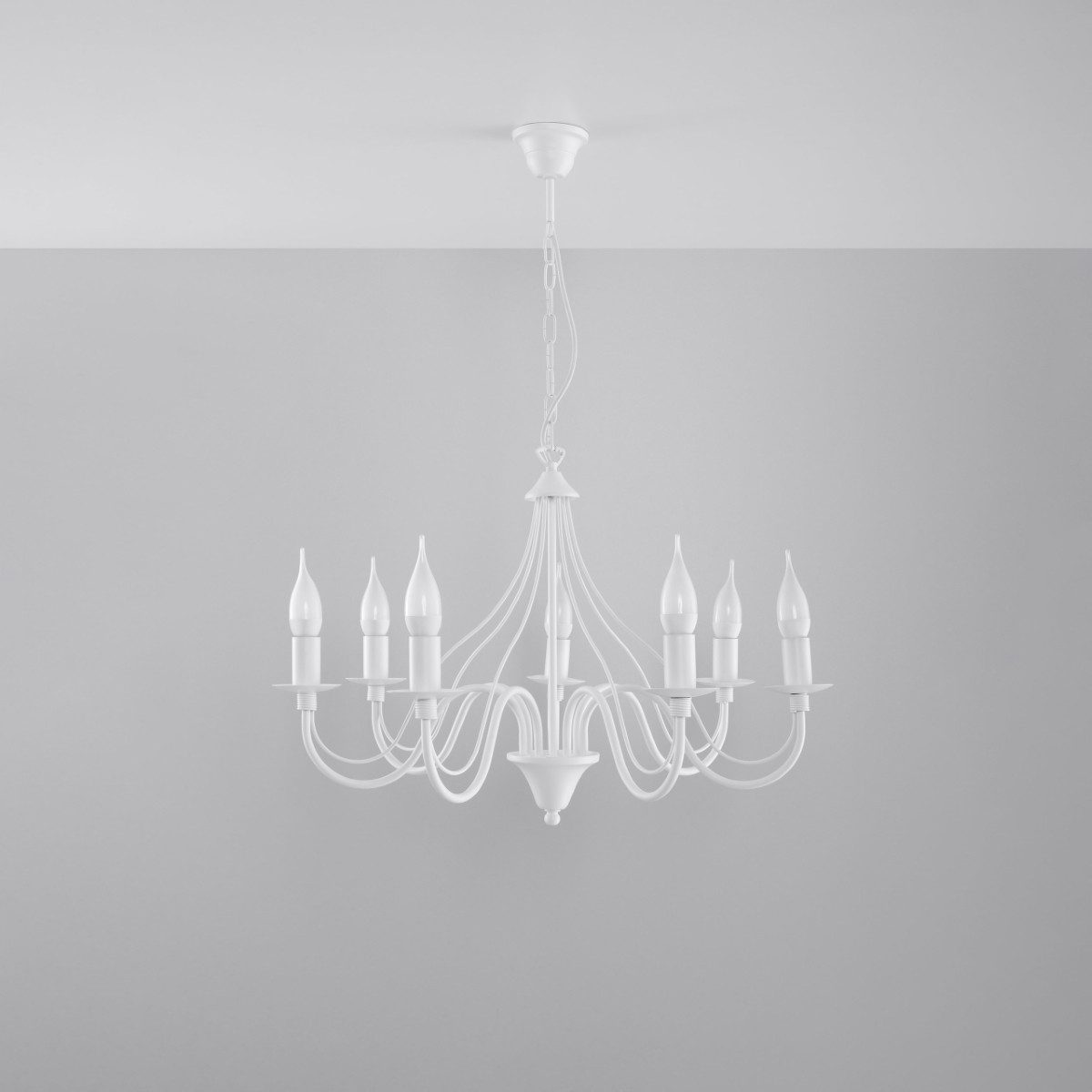 SOLLUX lighting Kronleuchter Kronleuchter Minerwa 7 Weiß, Nicht enthalten