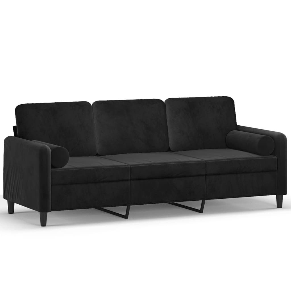vidaXL Sofa 3-Sitzer-Sofa mit Zierkissen Schwarz günstig online kaufen