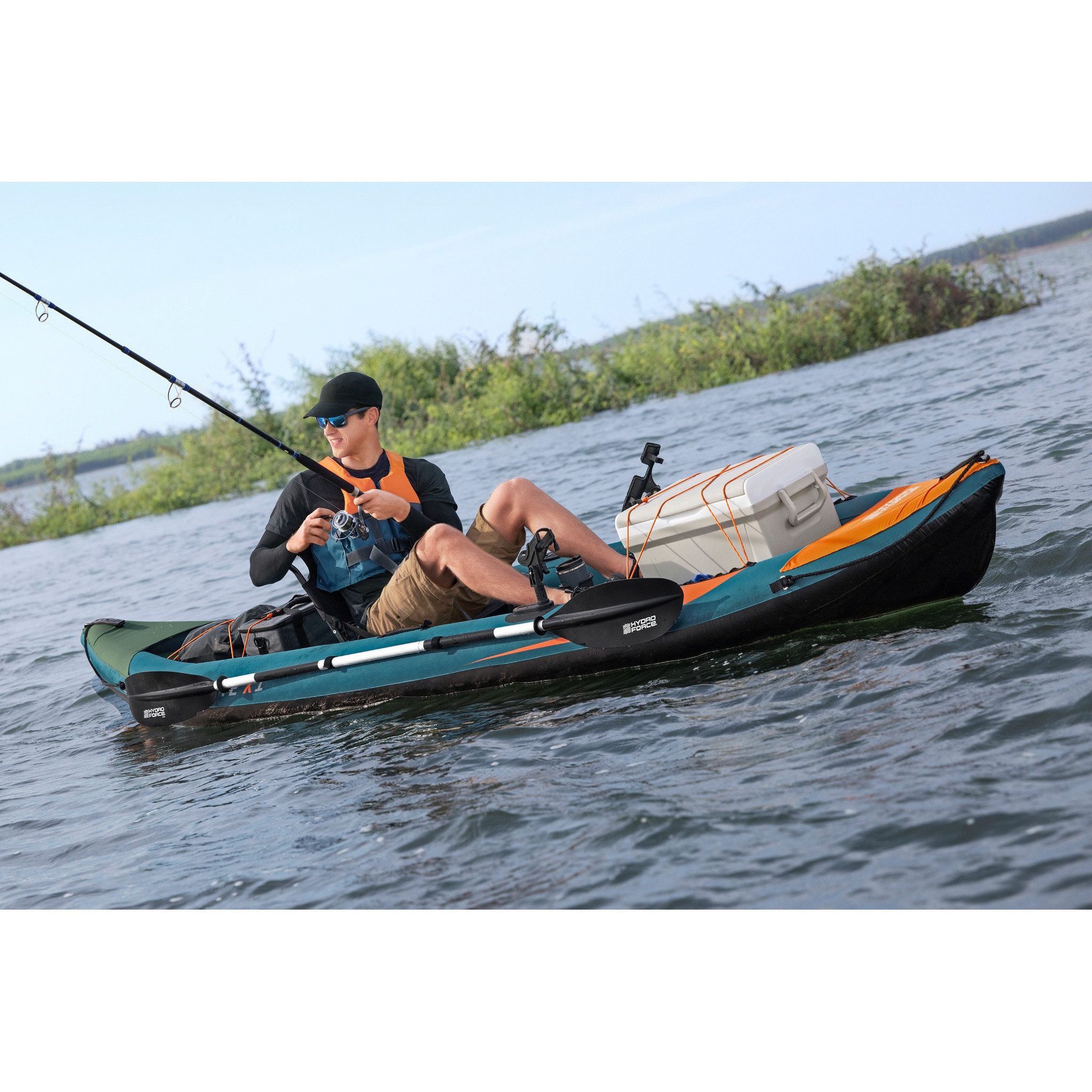 Bestway Ruderboot Hydro Force® Kajak-Set Angler Elite™ 380x99x37cm, mit umfangreichem Zubehör