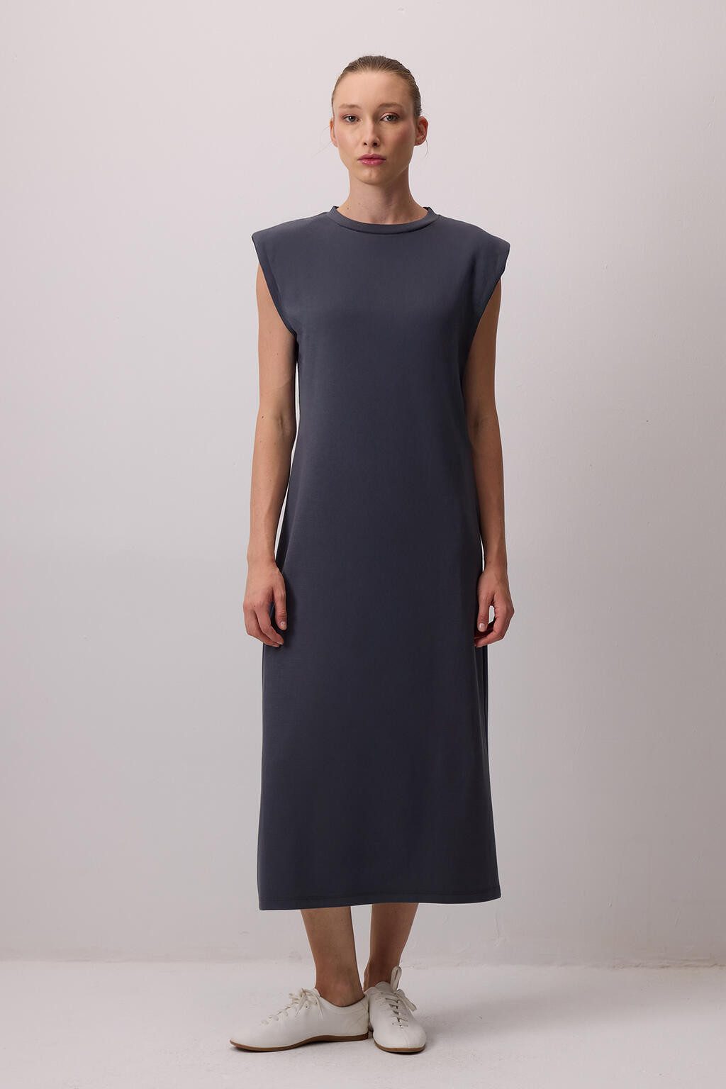 touche prive Maxikleid Gepolstertes Kleid mit Rundhalsausschnitt