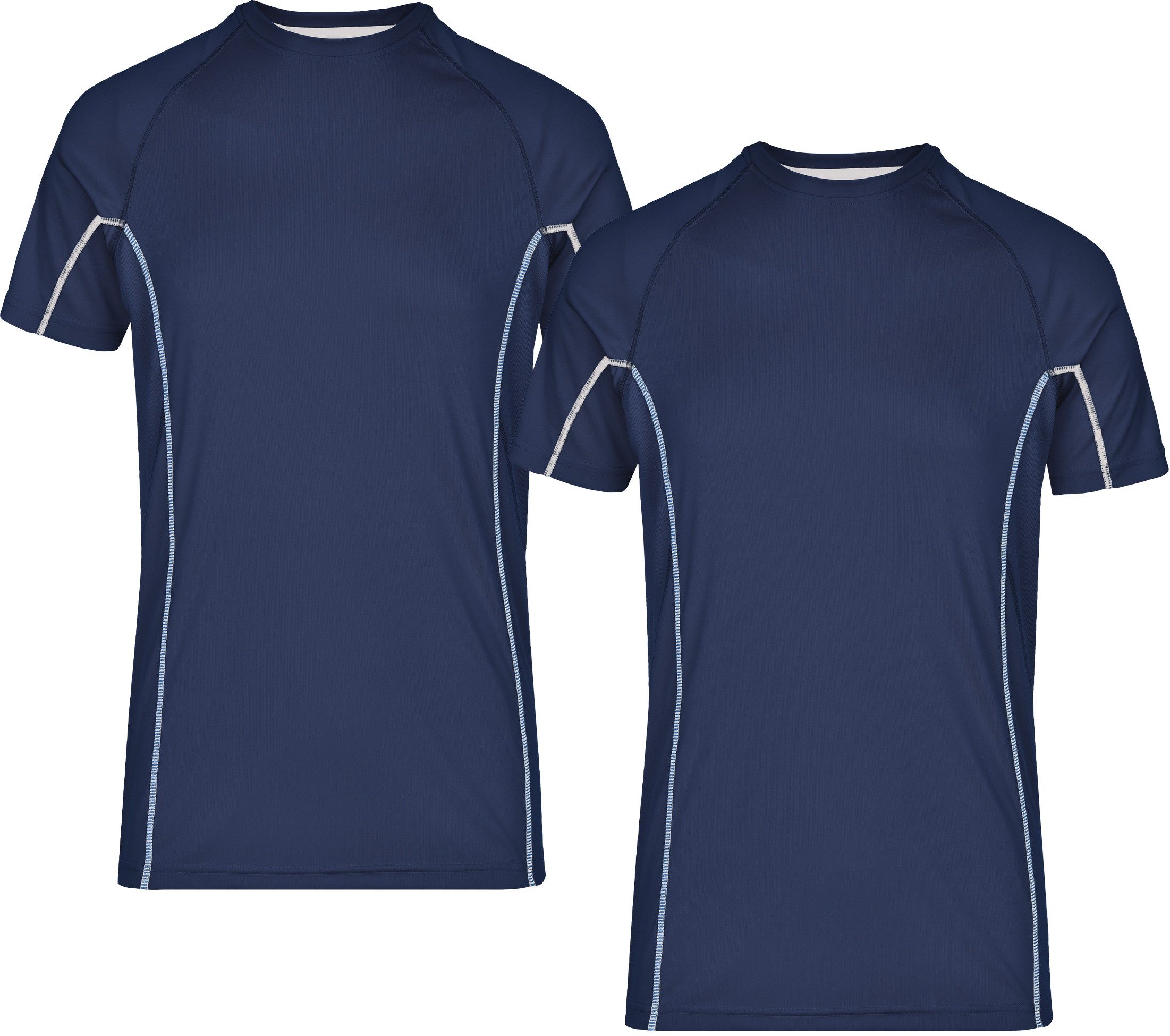 James & Nicholson Laufshirt Doppelpack Herren Sportshirt modische reflektierende Details JN421 (Doppelpack, 2 Stück) Feuchtigkeitsregulierend, atmungsaktiv und schnell trocknend