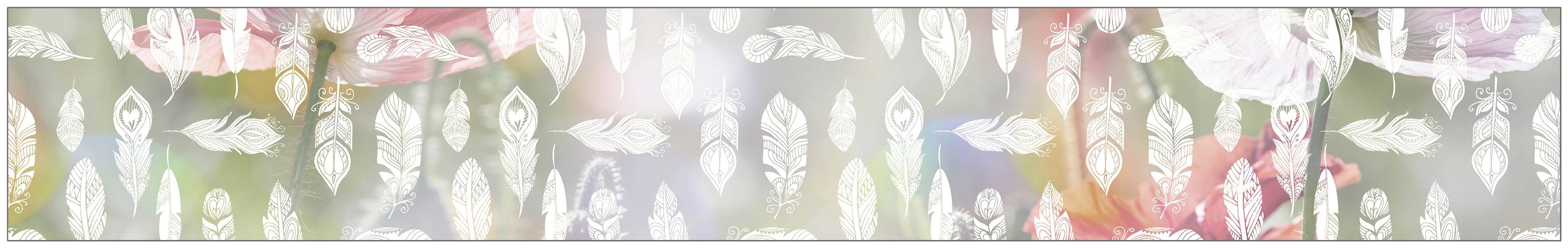 Fensterfolie Look Feathers white, MySpotti, halbtransparent, glatt, 200 x 30 cm, statisch haftend | Fensterfolien