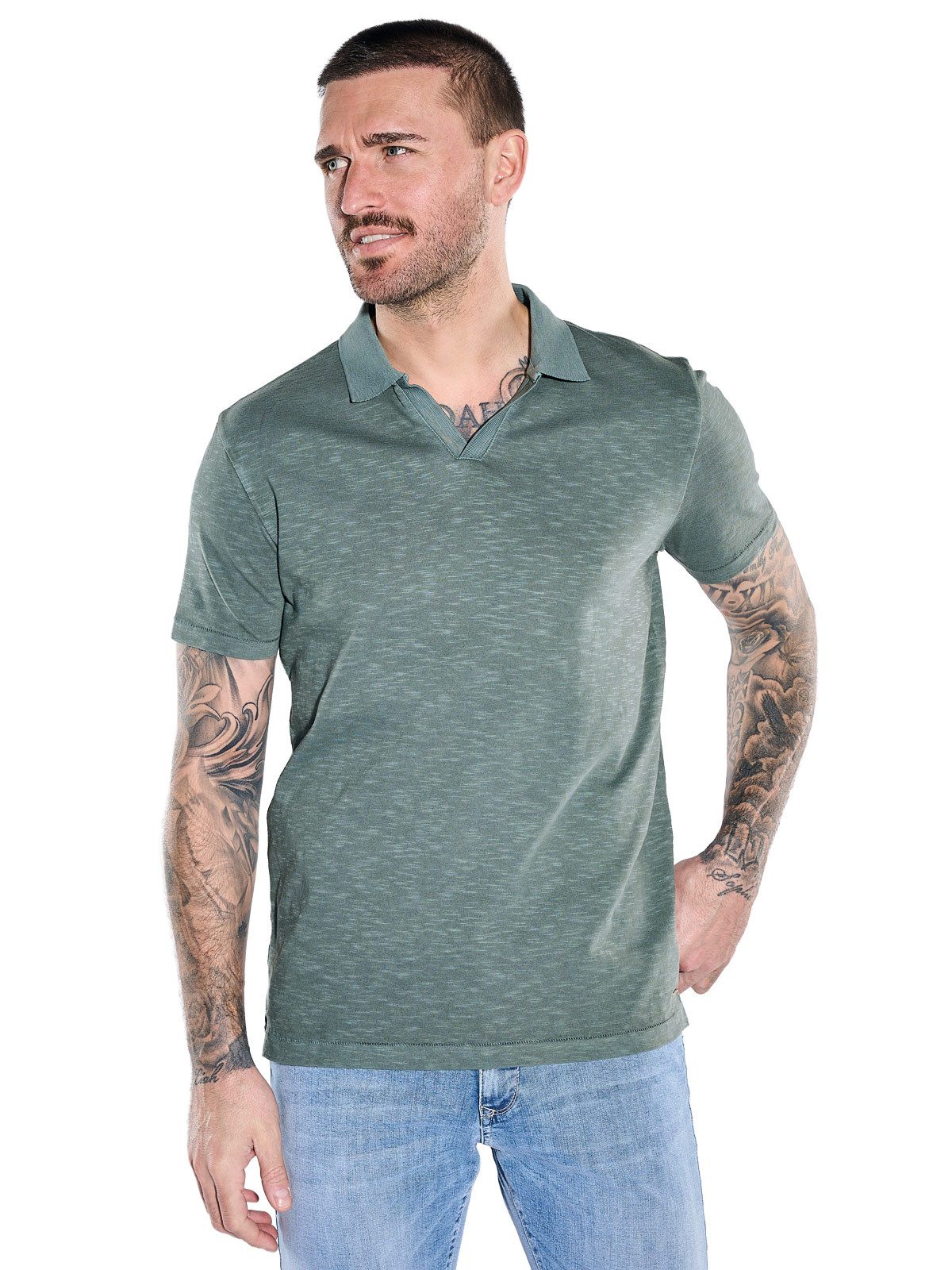 Poloshirt Herren Poloshirt, Petrolgruen