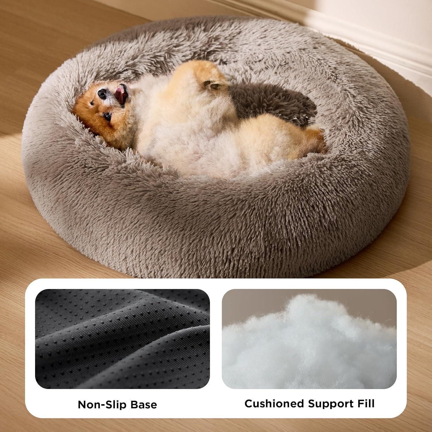 LuxusKollektion Katzenliege Katzenbett rund 70cm waschbar plüsch Kamel L 70 x B 70 x H 15 cm