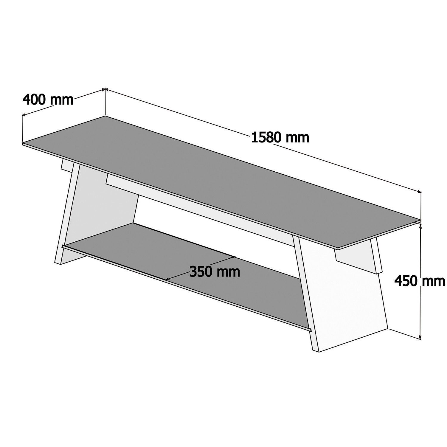 Skye TV-Schrank 45x158x40 Glas Schränke, 100% cm, Decor getempertes