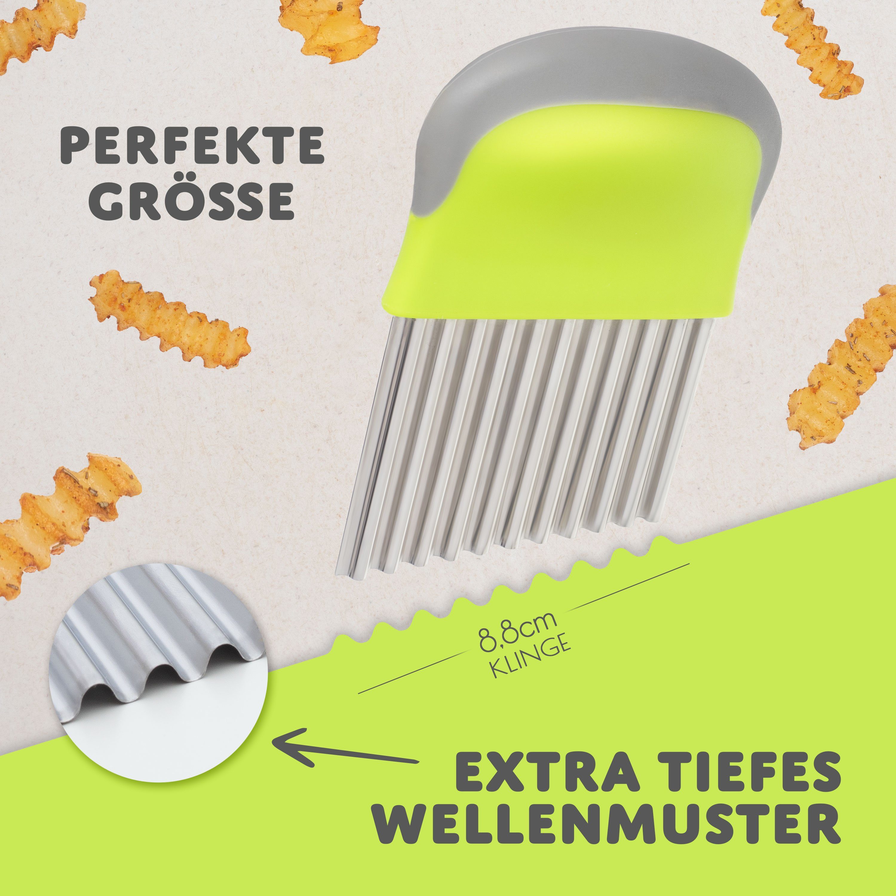 Villkin Messerwelle - Wellenschneider, Gemüsemesser, Riffelmesser (8,8cm) (1-St., geeignet für Gemüse, Obst, Pommes), Spülmaschinen geeignet